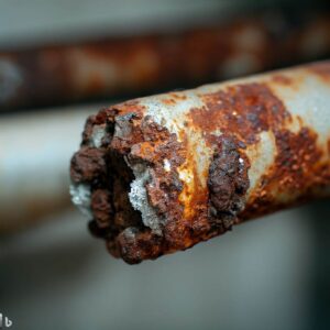 Image of anode rod with layer of rust