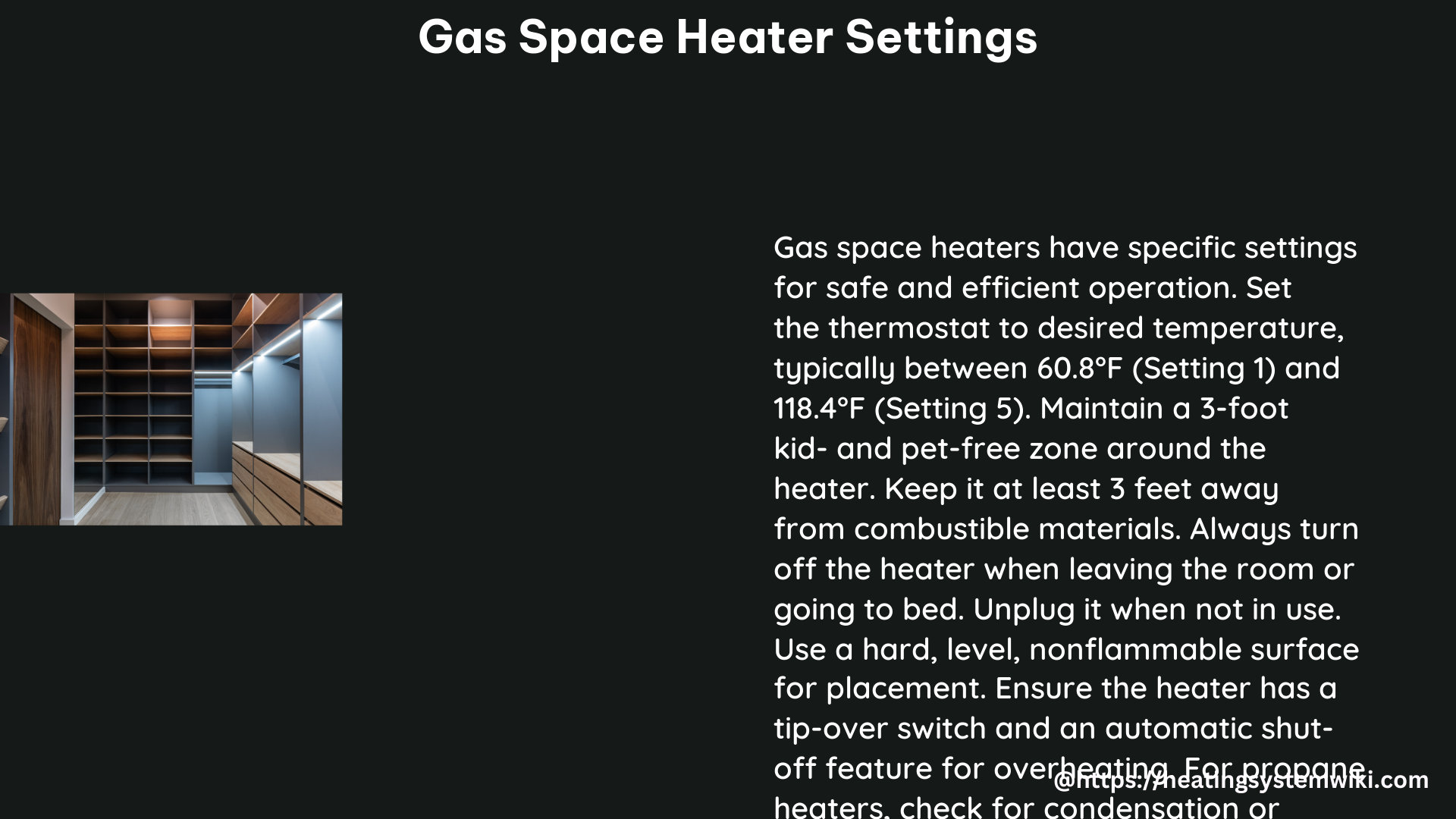 Gas Space Heater Settings