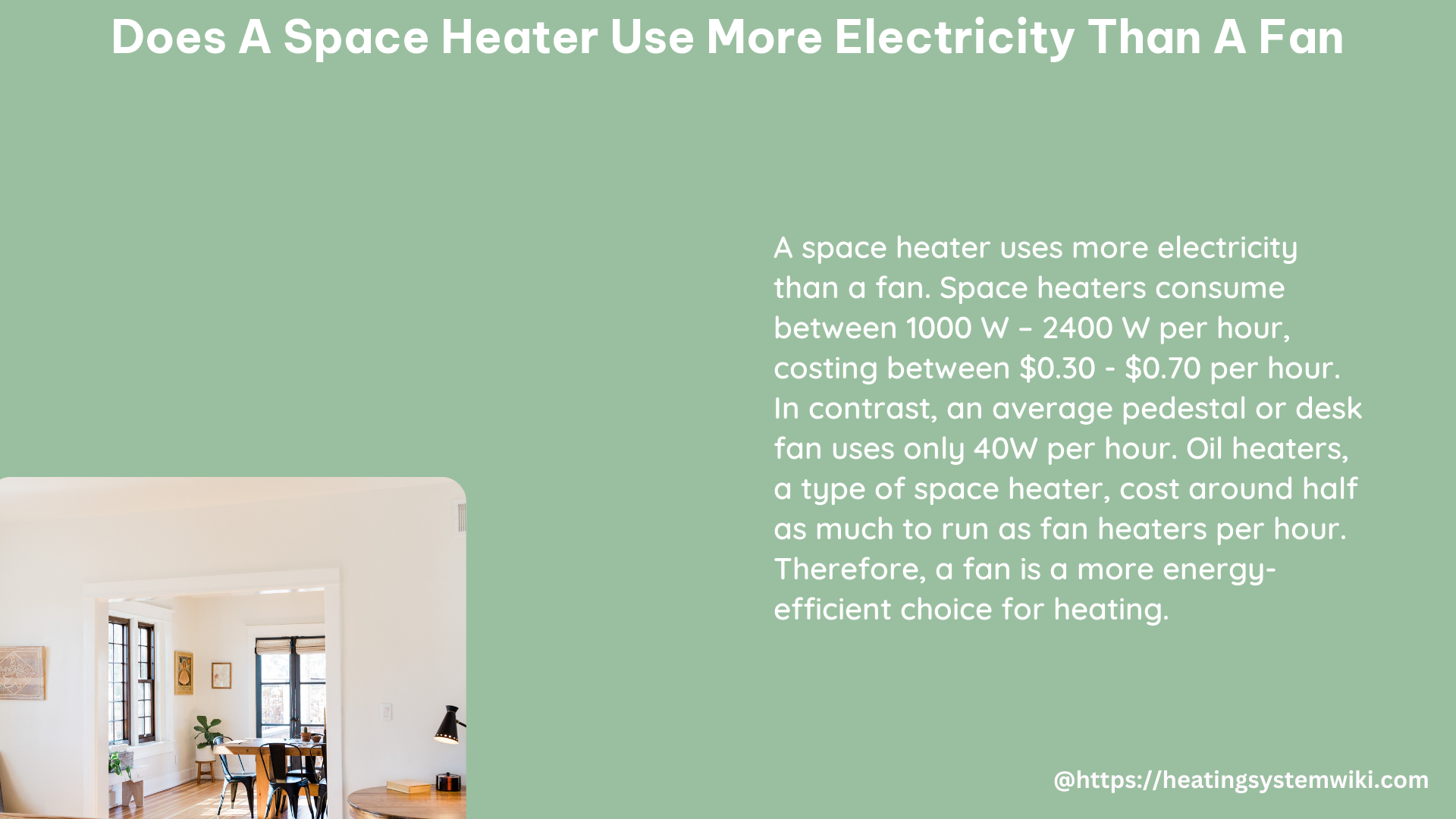 does a space heater use more electricity than a fan