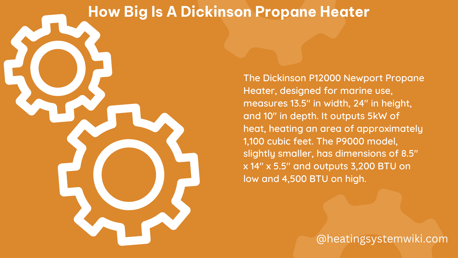 how big is a dickinson propane heater