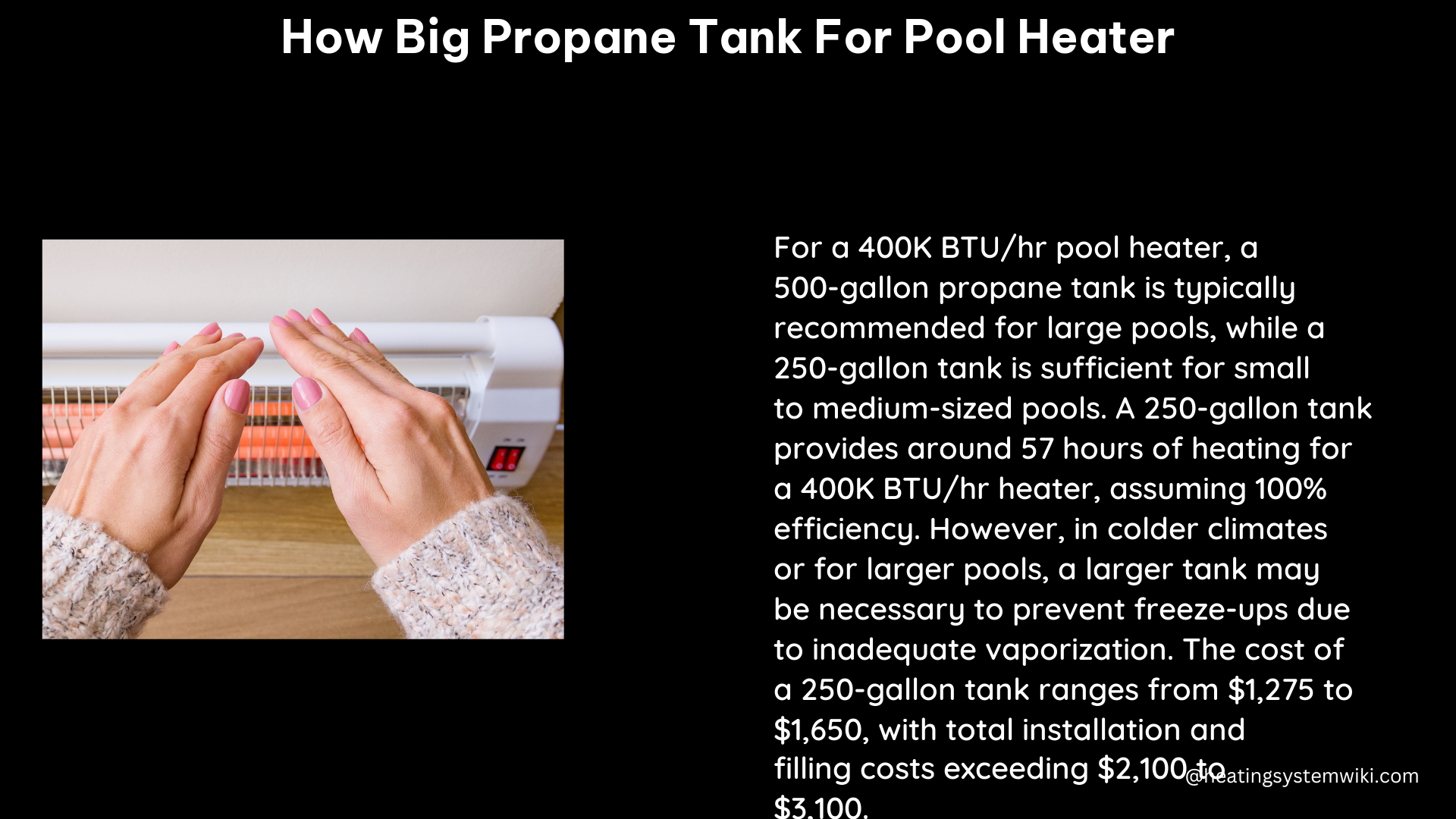 how big propane tank for pool heater
