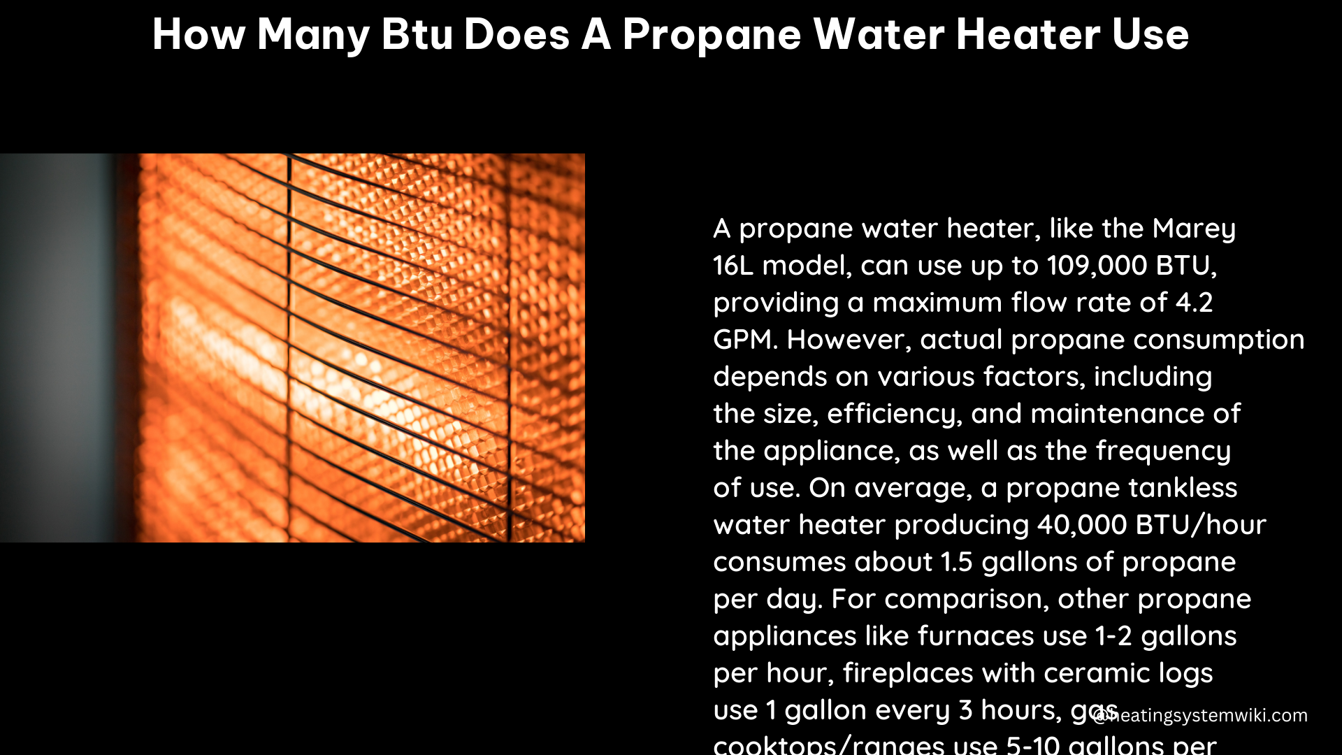 how many btu does a propane water heater use