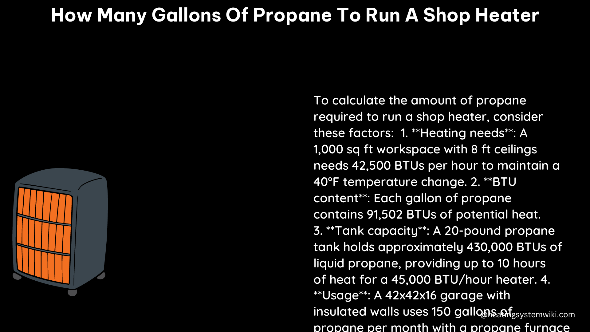 how many gallons of propane to run a shop heater