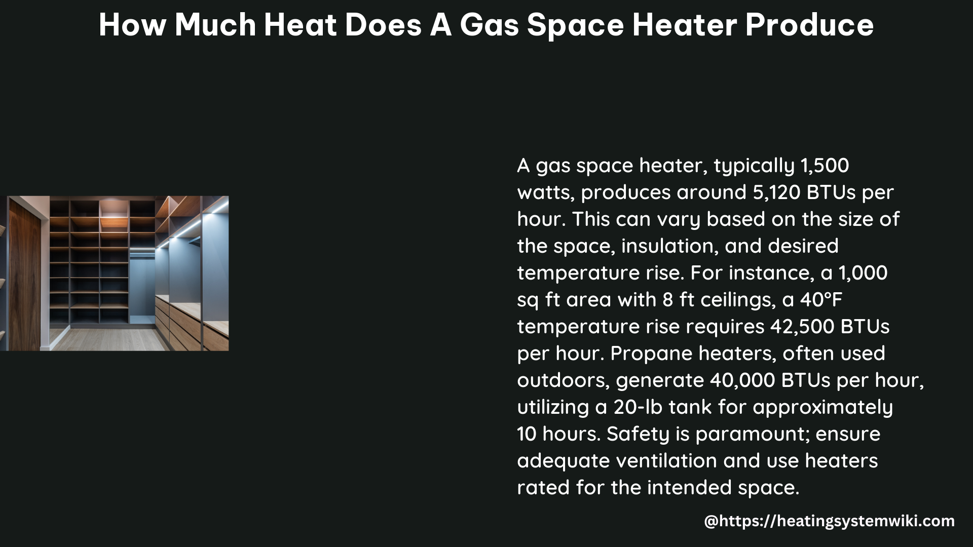 how much heat does a gas space heater produce