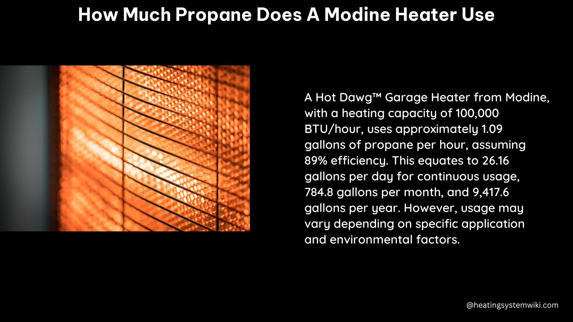 how much propane does a modine heater use