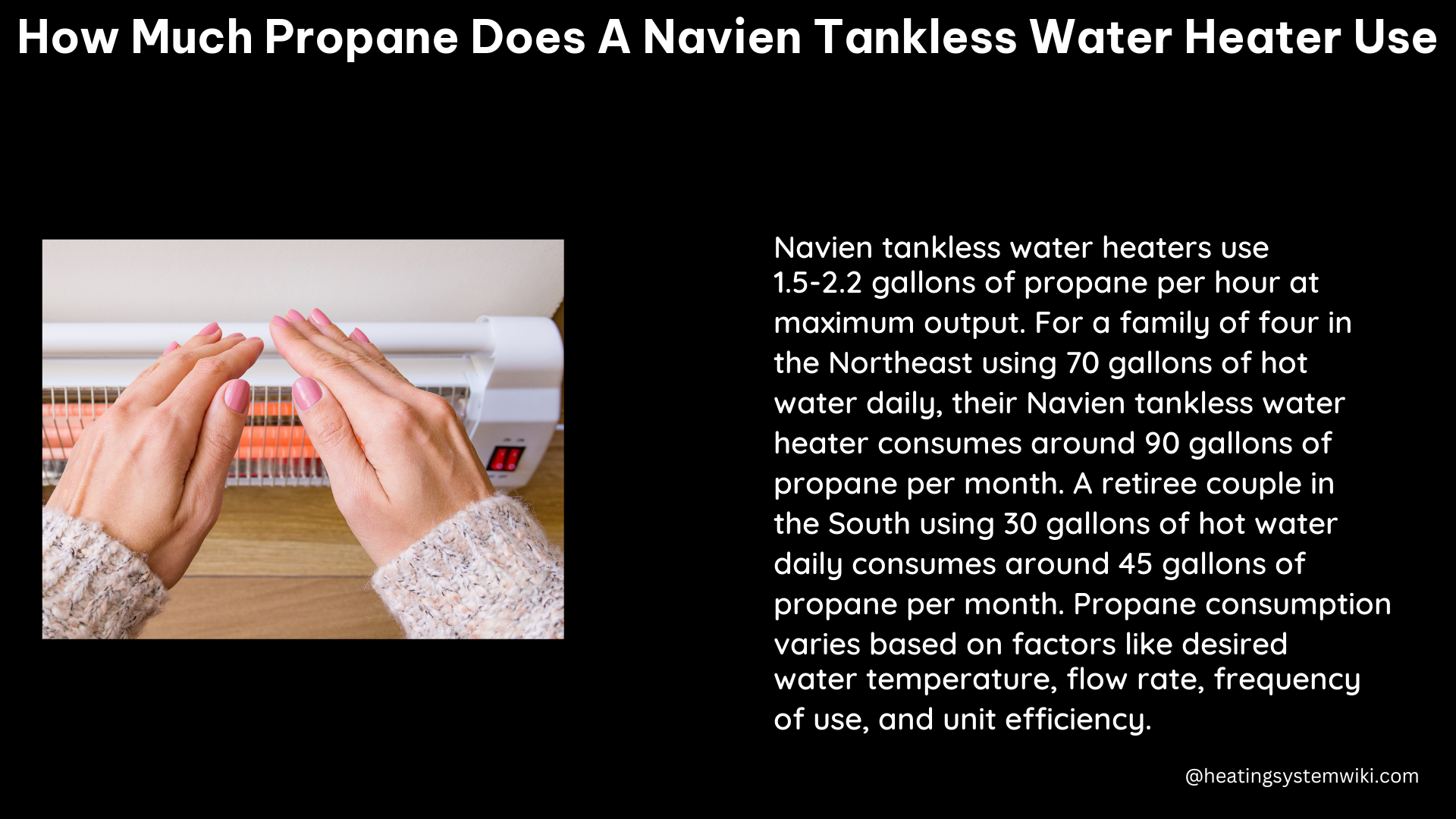 how much propane does a navien tankless water heater use