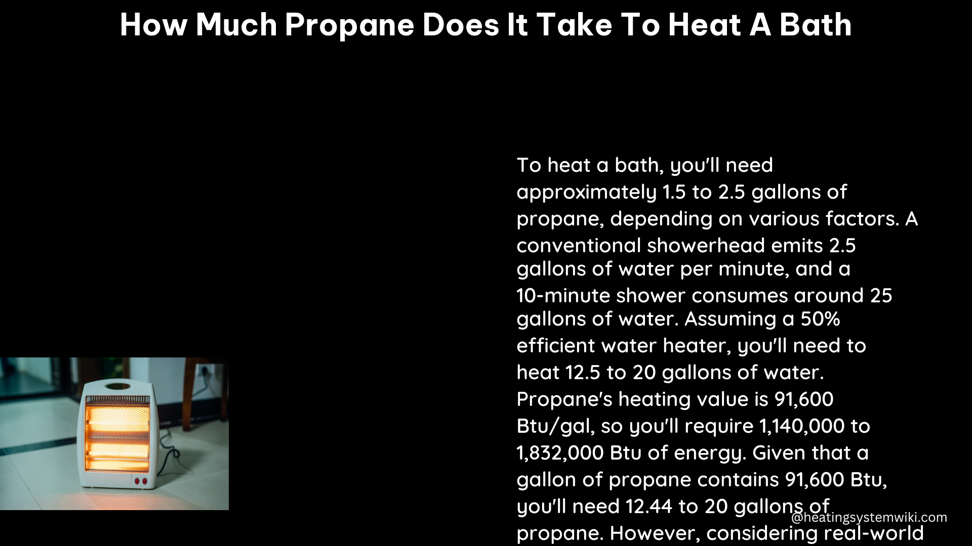 how much propane does it take to heat a bath