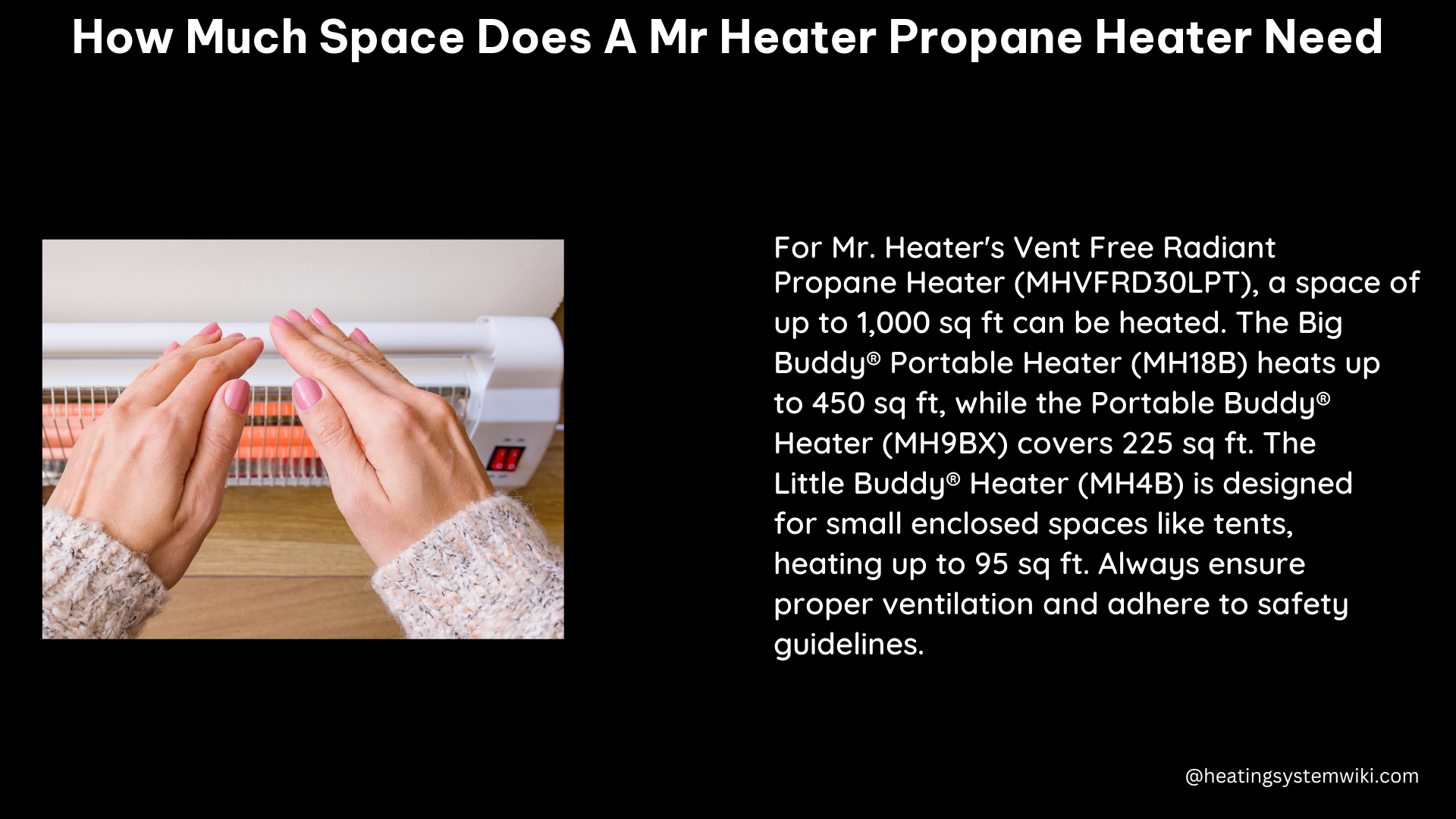 how much space does a mr heater propane heater need