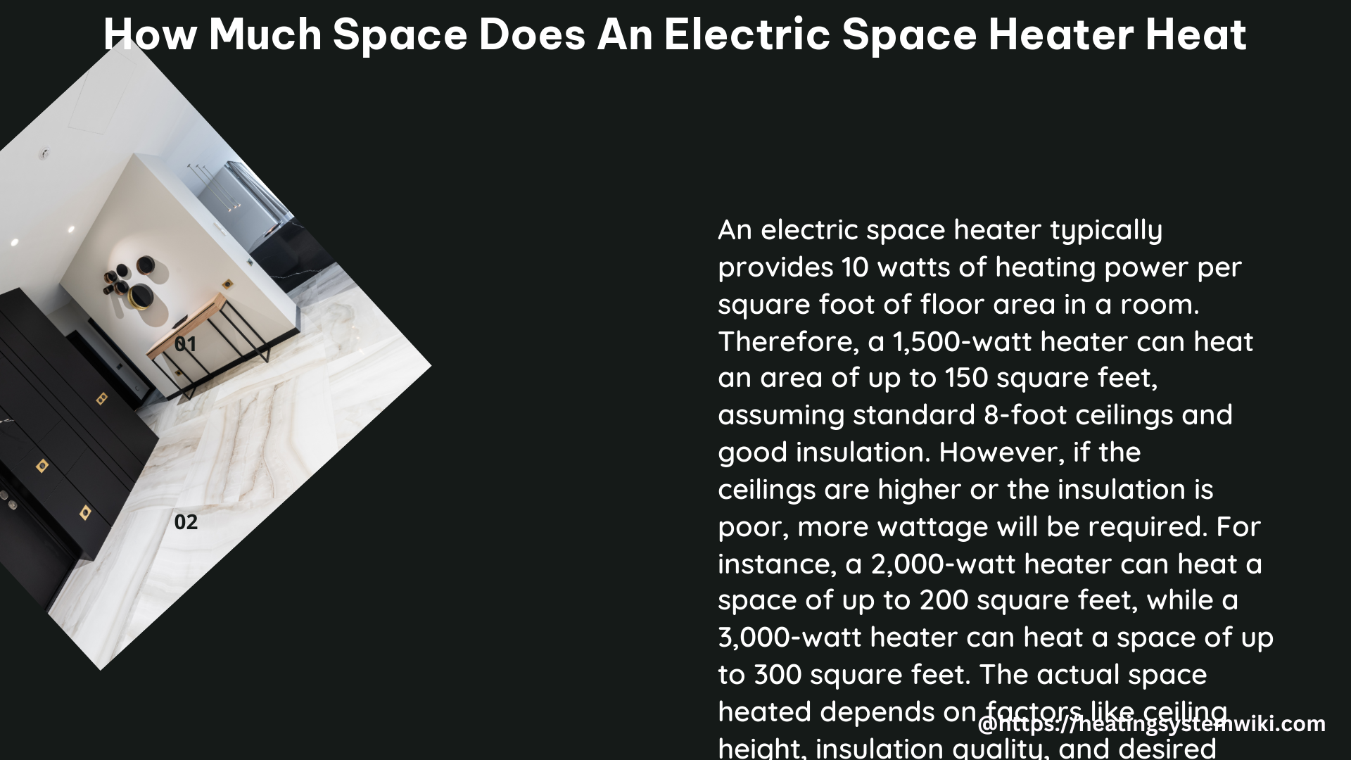 how much space does an electric space heater heat