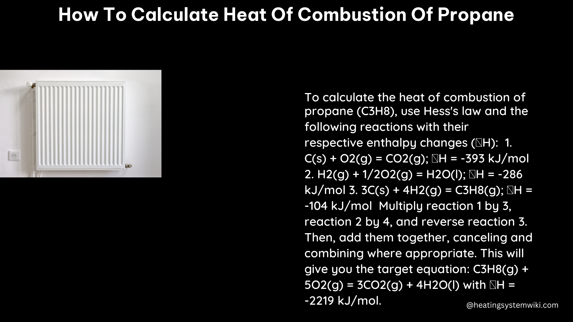 how to calculate heat of combustion of propane