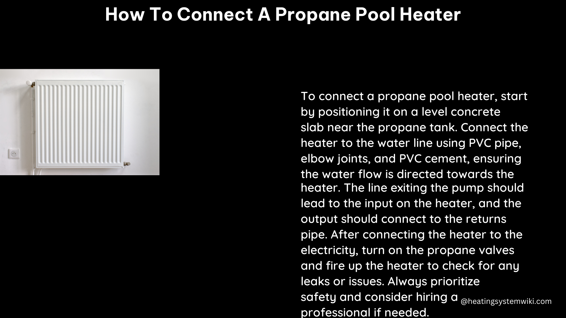 how to connect a propane pool heater