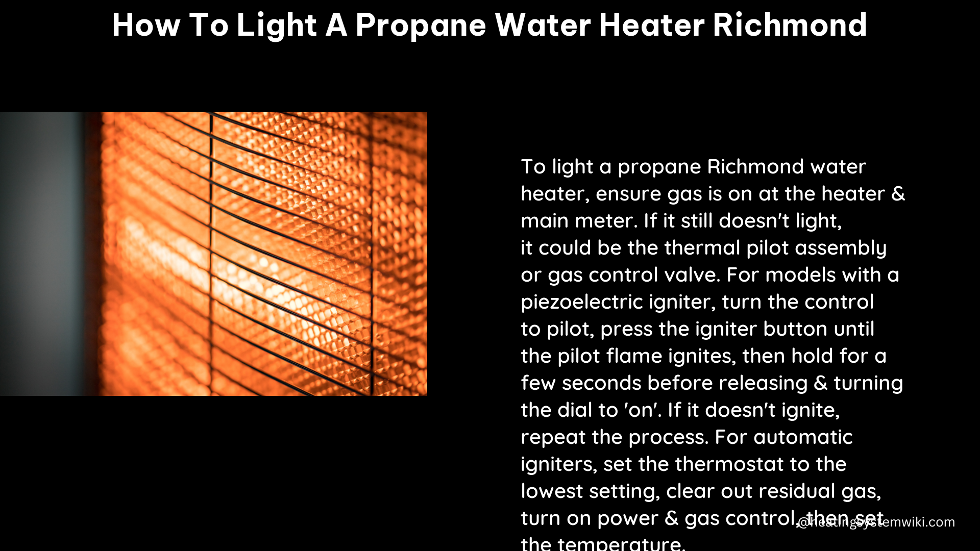 how to light a propane water heater richmond