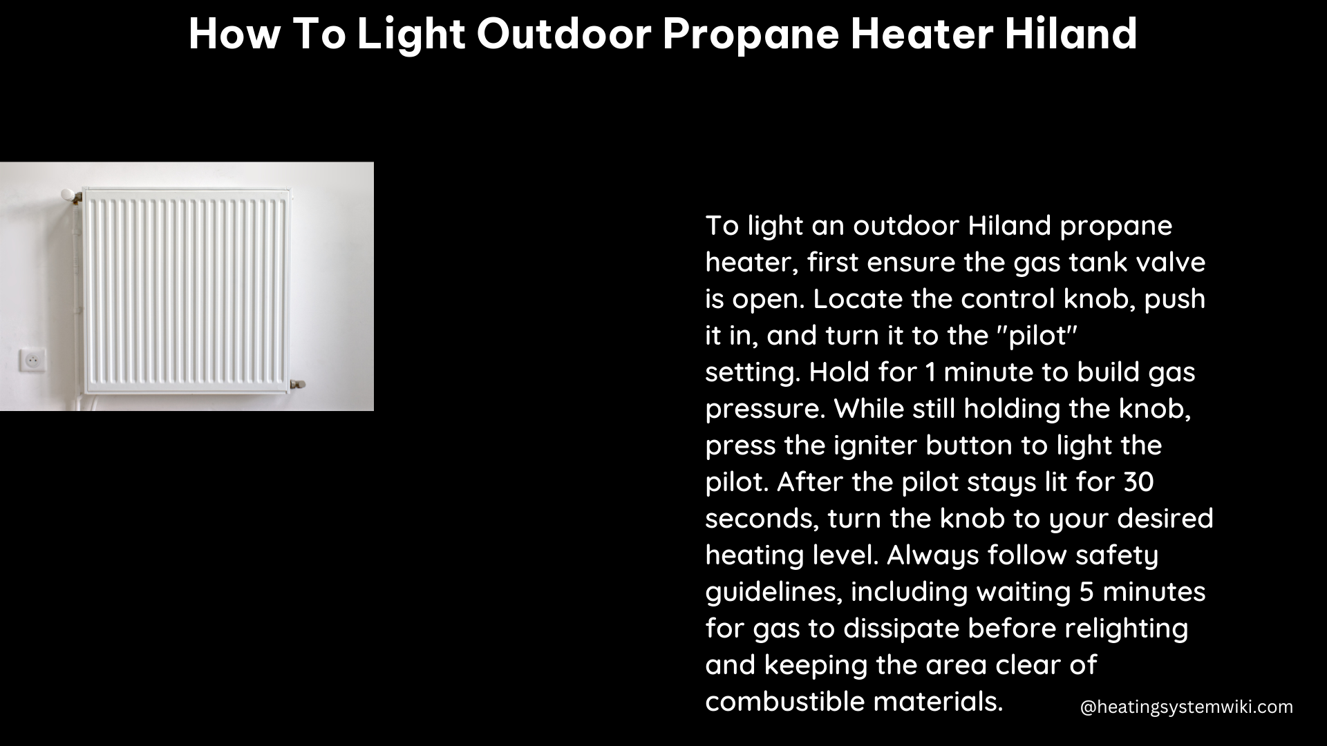 how to light outdoor propane heater hiland
