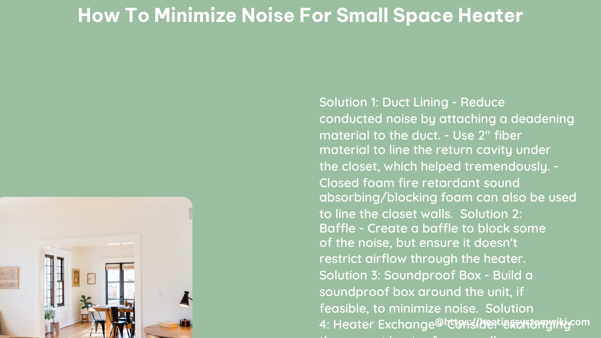 how to minimize noise for small space heater