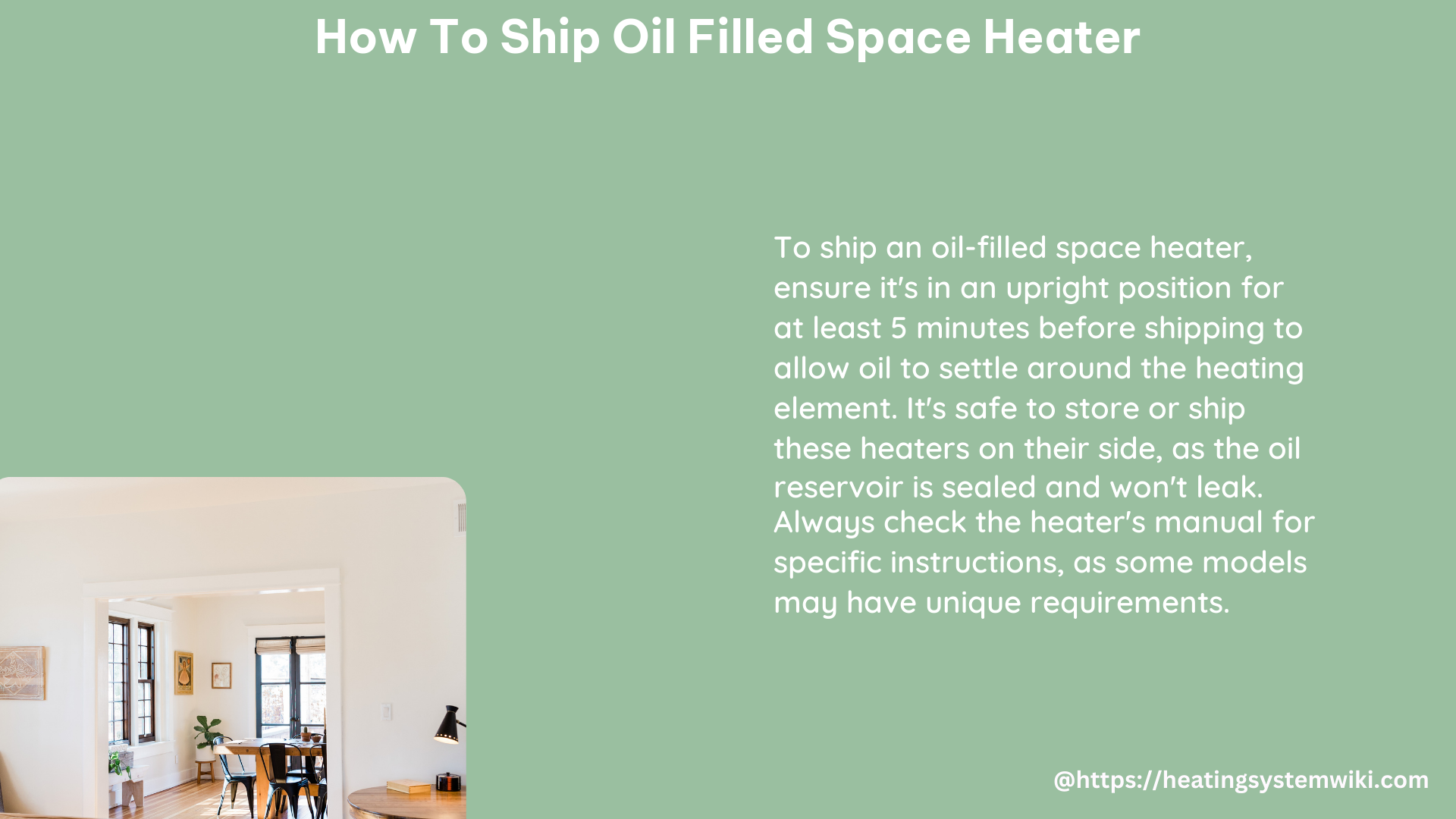 how to ship oil filled space heater