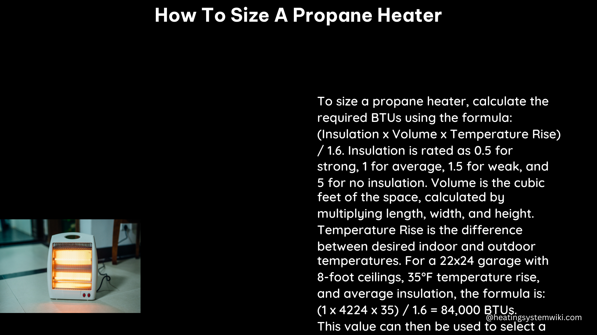 how to size a propane heater