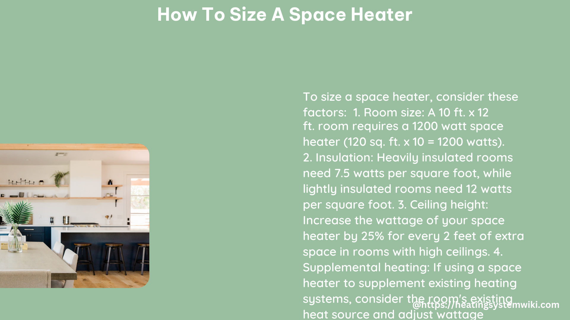 how to size a space heater