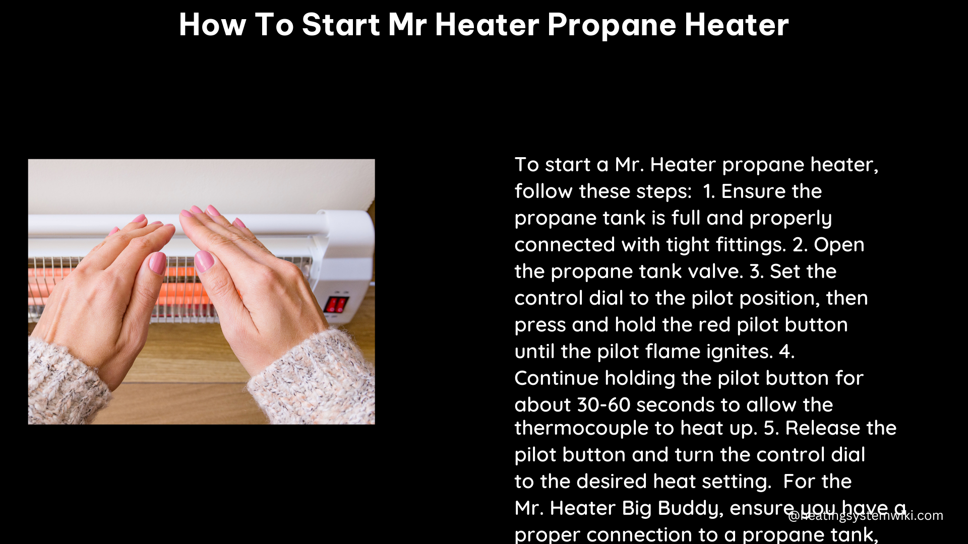 how to start mr heater propane heater