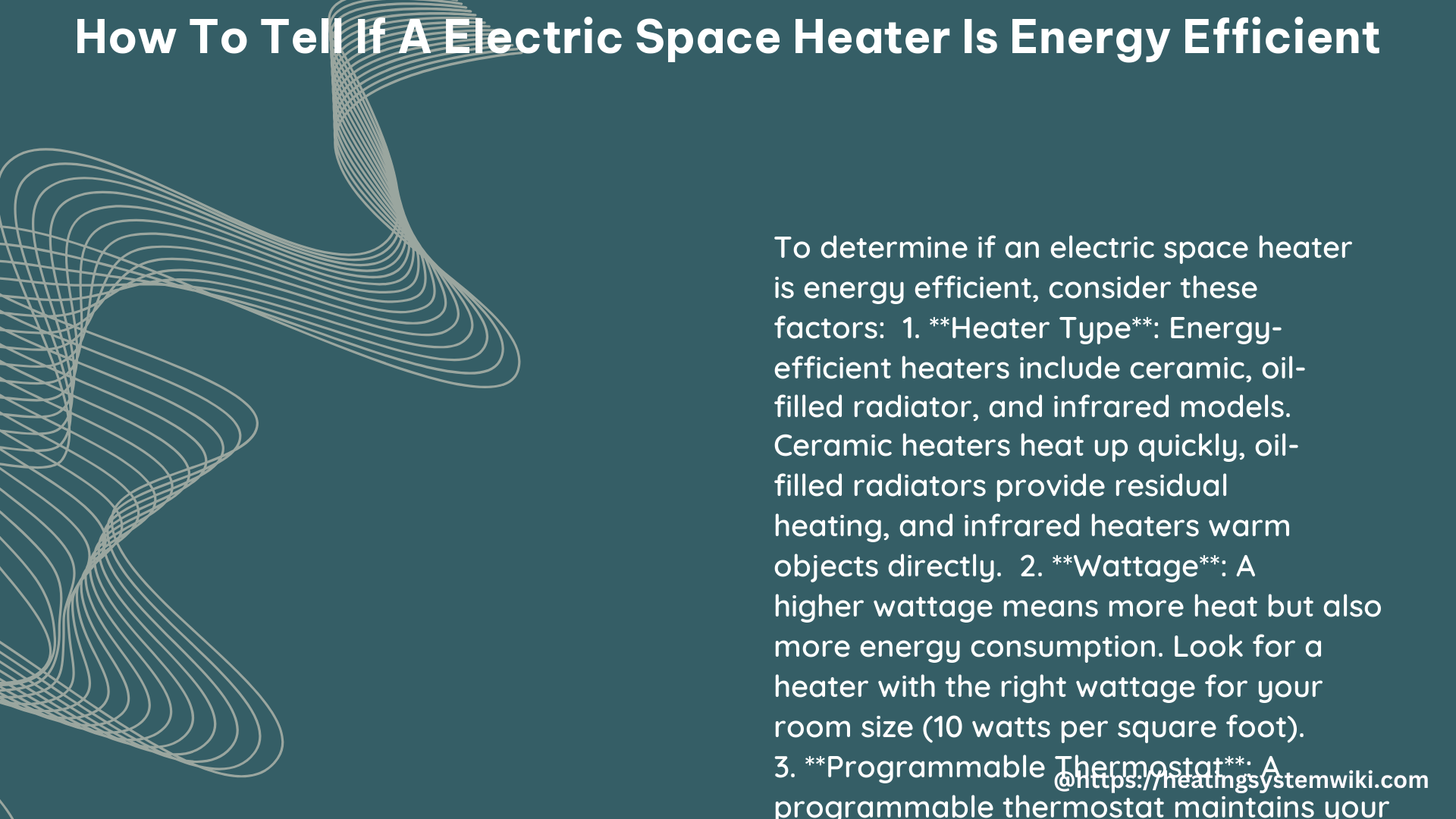 how to tell if a Electric Space Heater is energy efficient