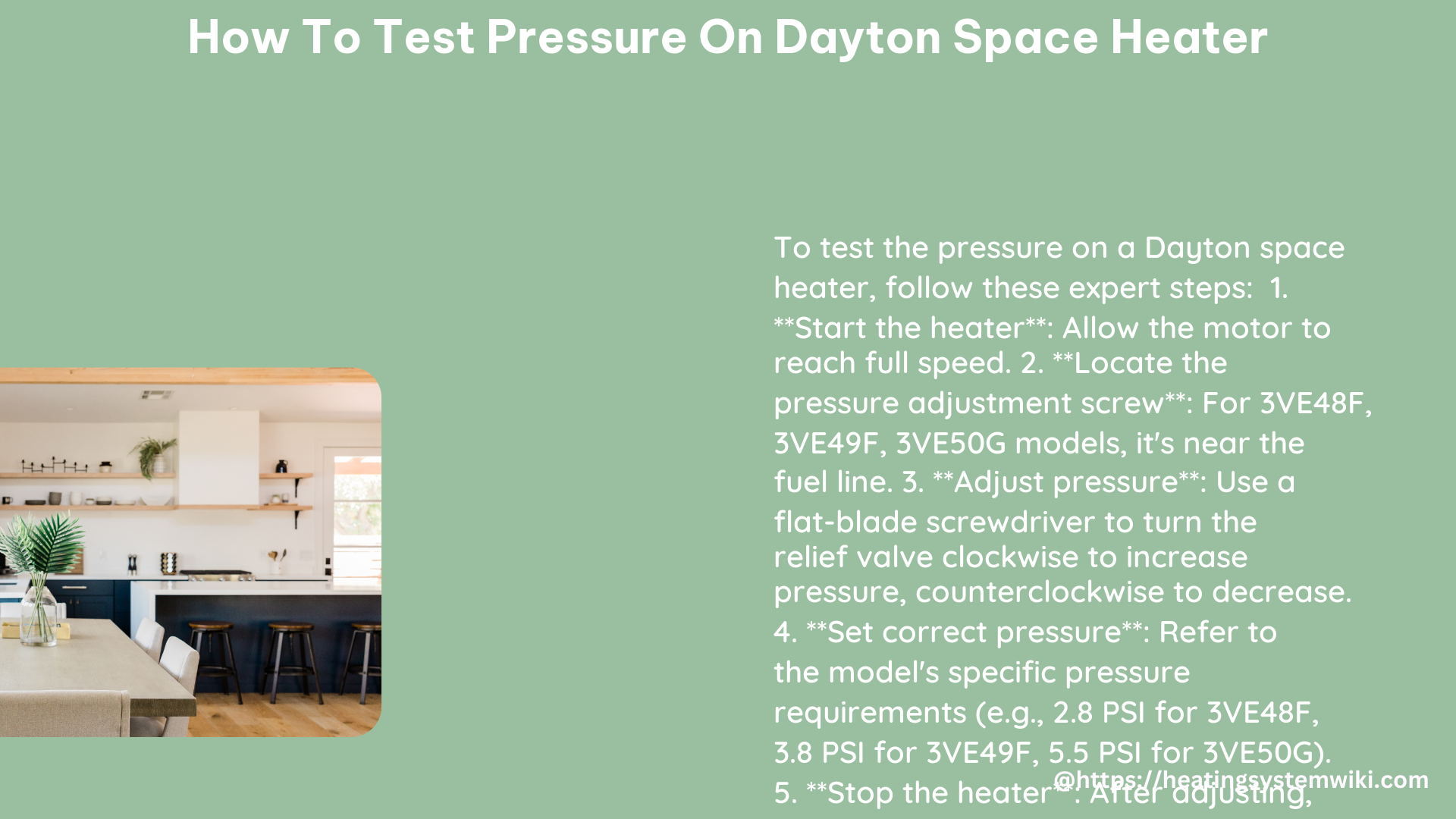 how to test pressure on dayton space heater