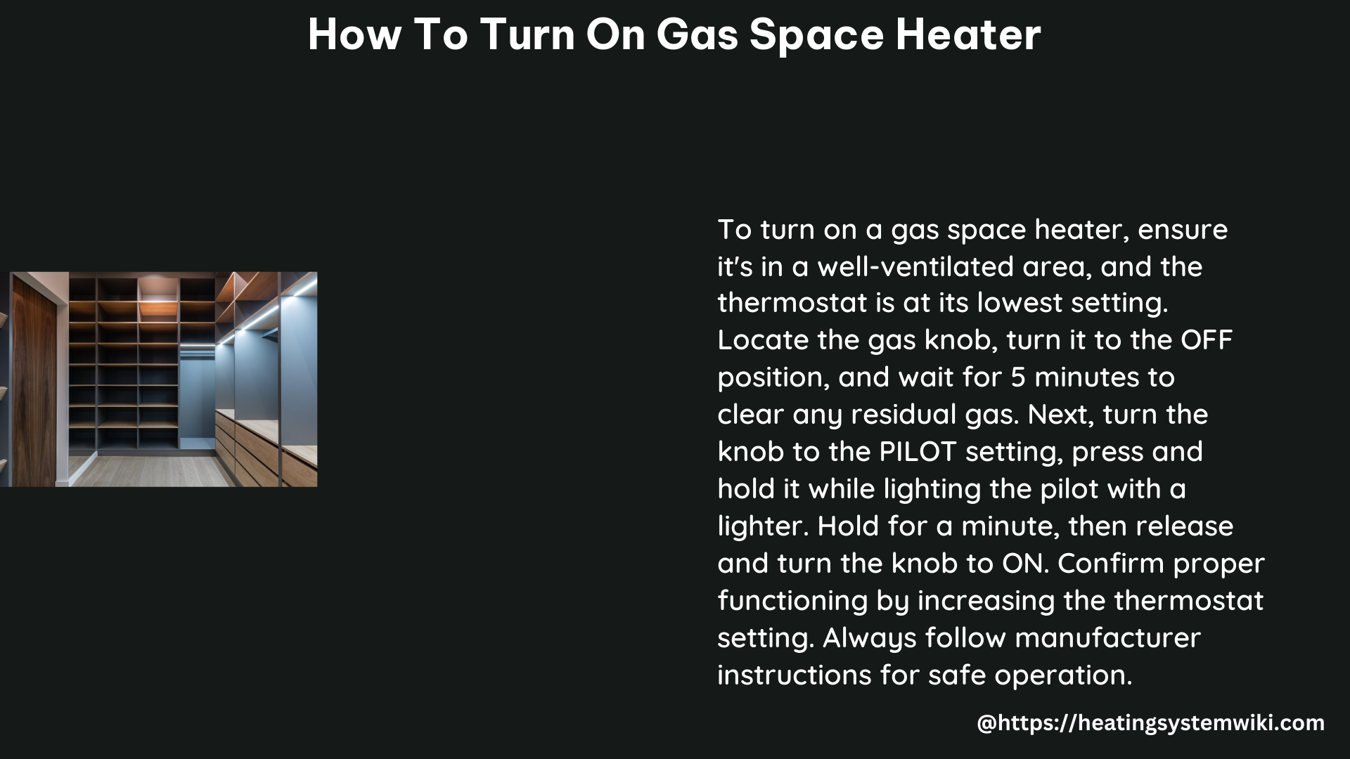 how to turn on gas space heater