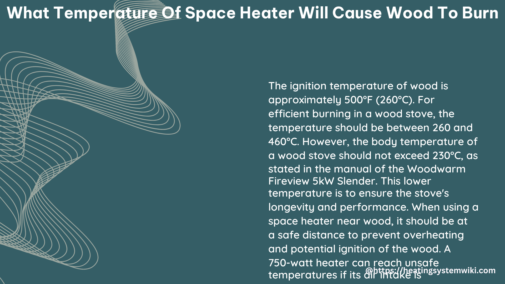 what temperature of space heater will cause wood to burn