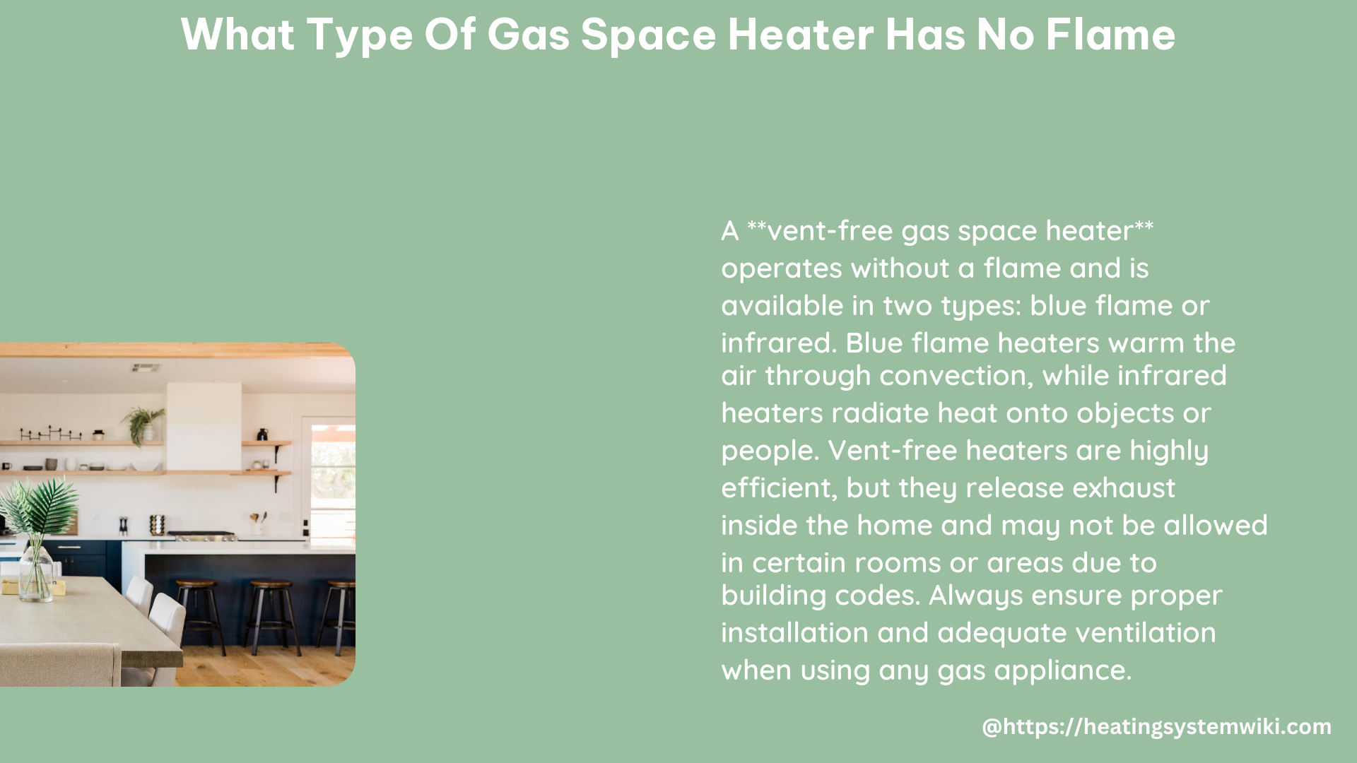 what type of gas space heater has no flame