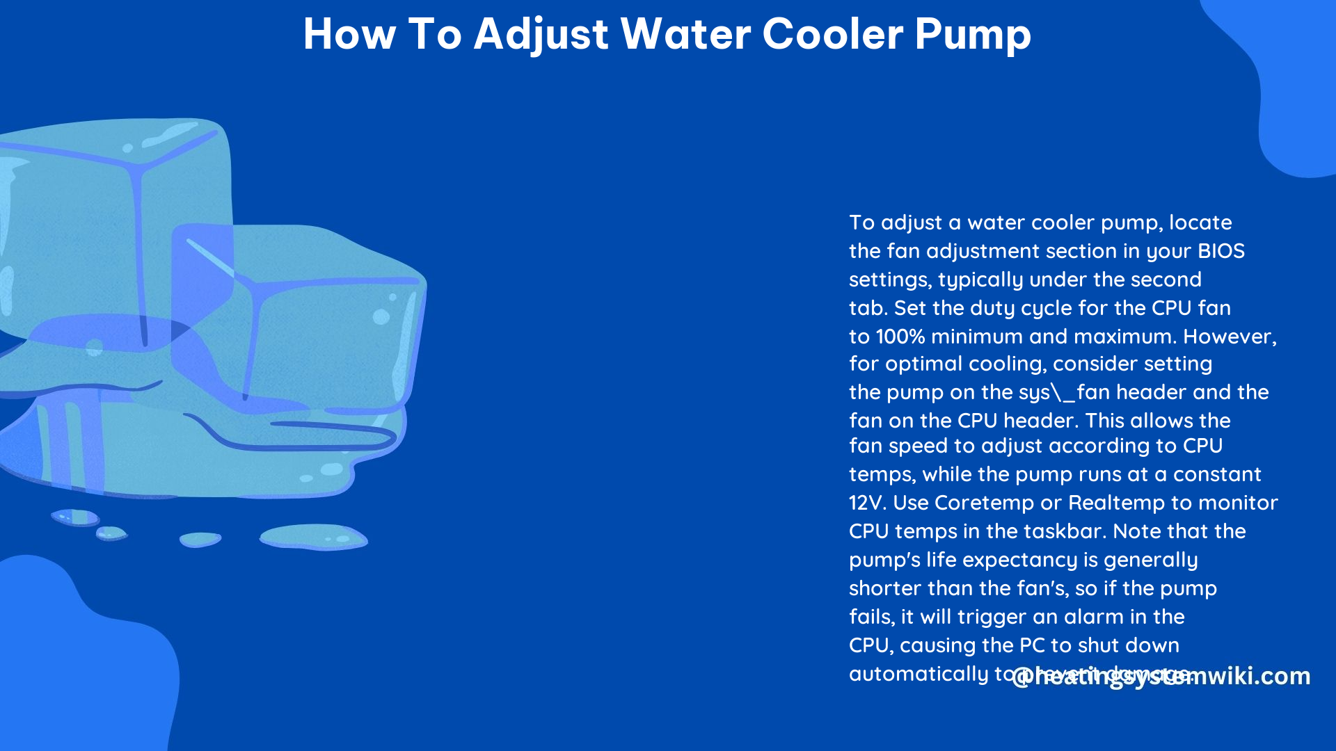 How to Adjust Water Cooler Pump
