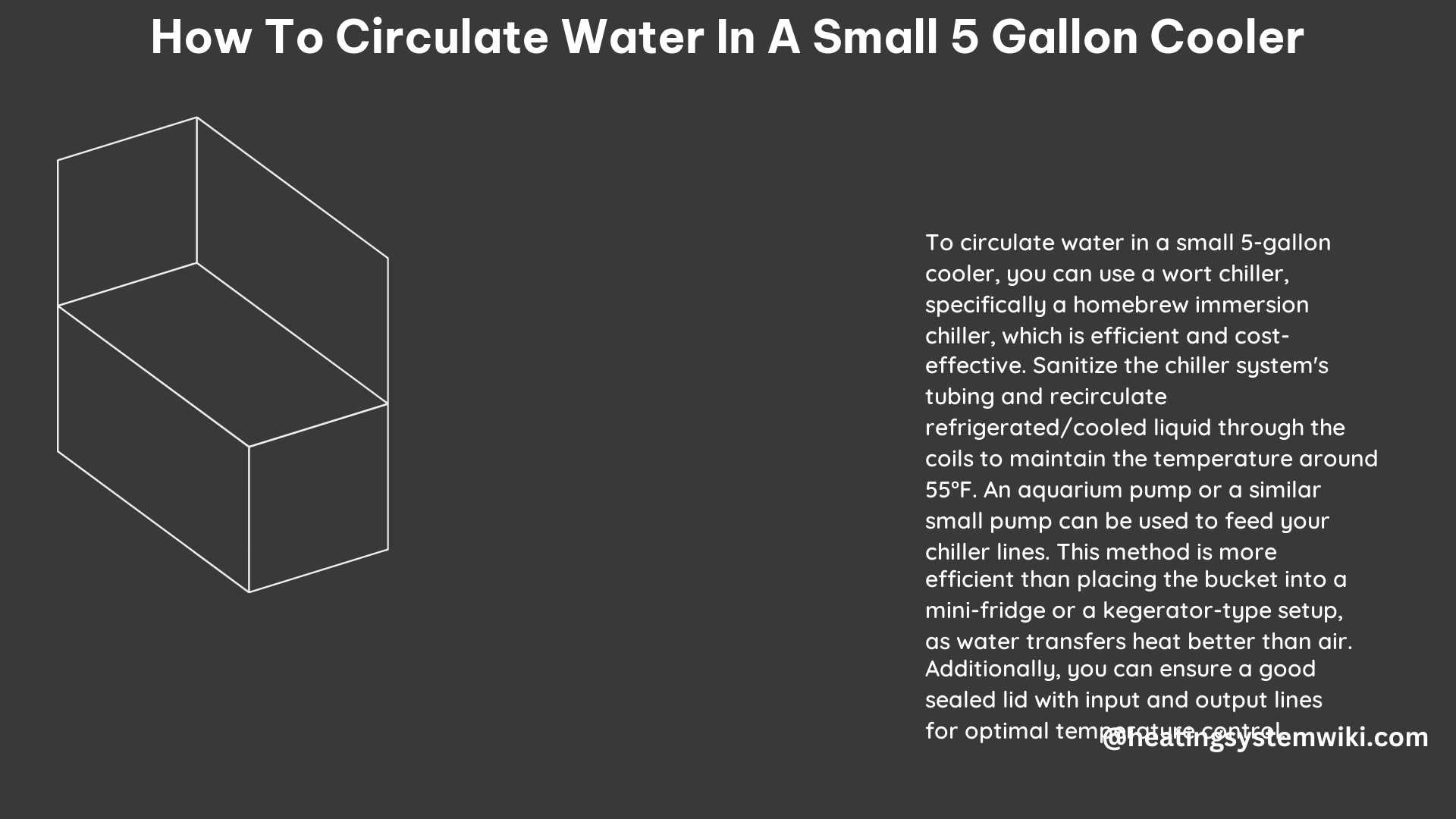 How to Circulate Water in a Small 5 Gallon Cooler