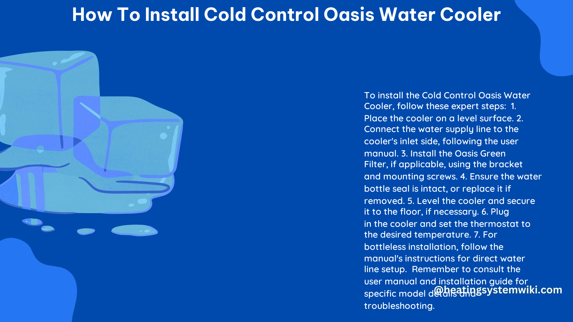 How to Install Cold Control Oasis Water Cooler