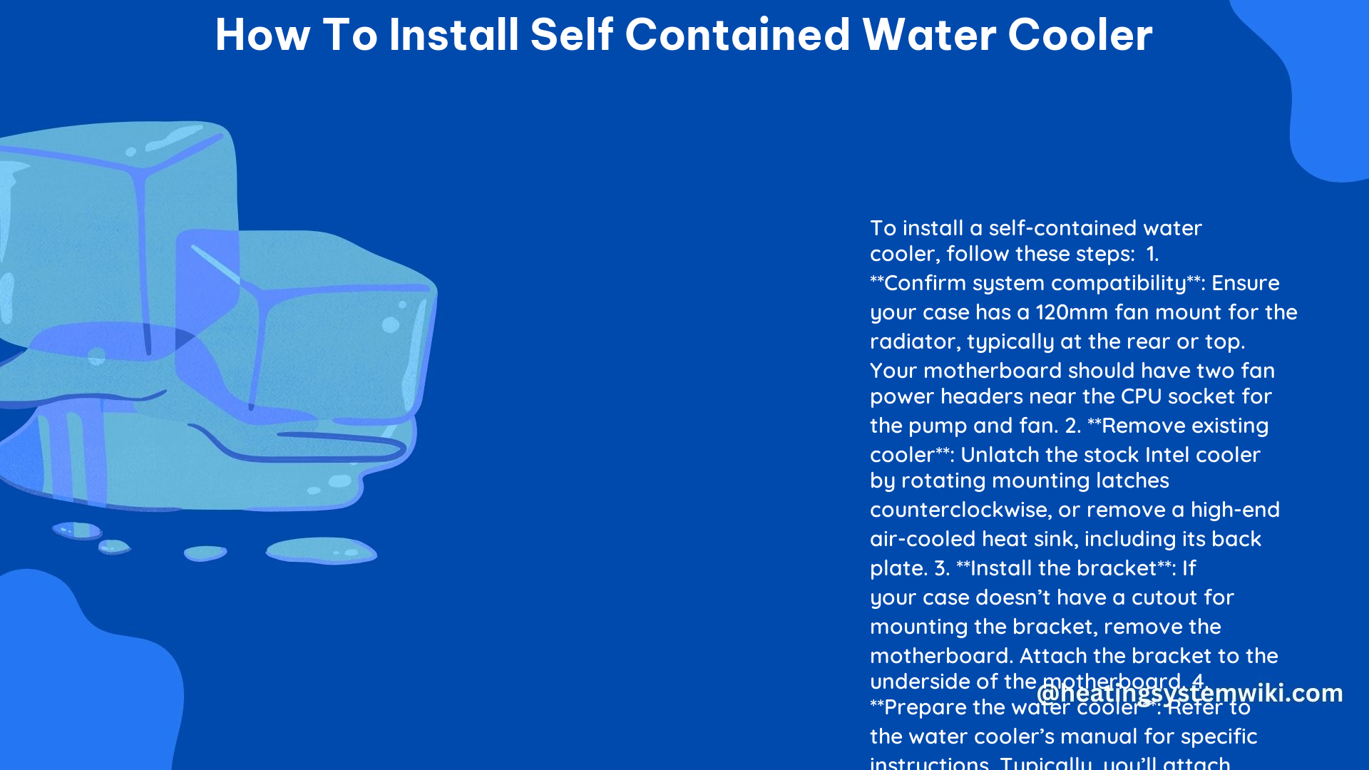 How to Install Self Contained Water Cooler