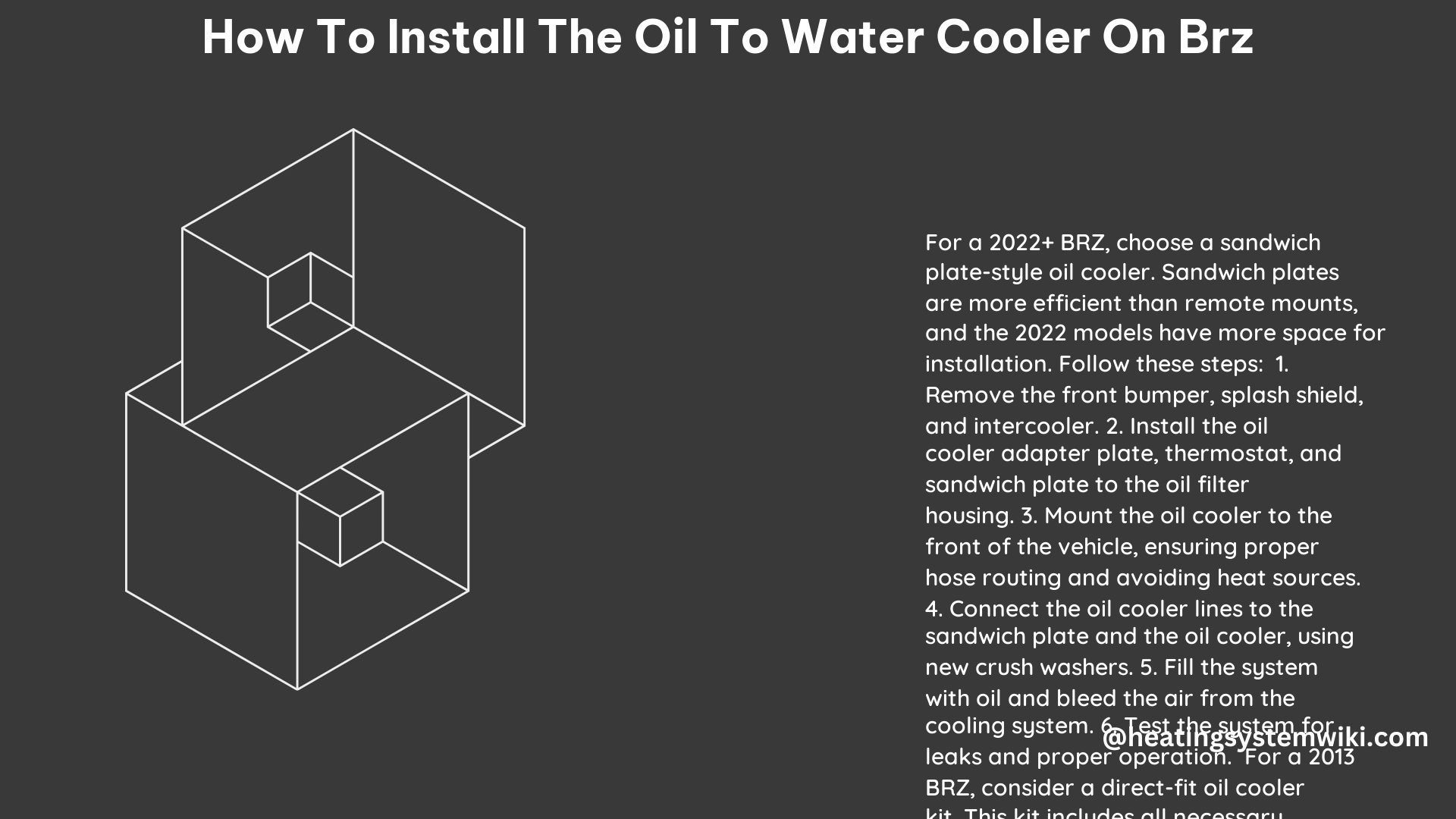 How to Install the Oil to Water Cooler on Brz