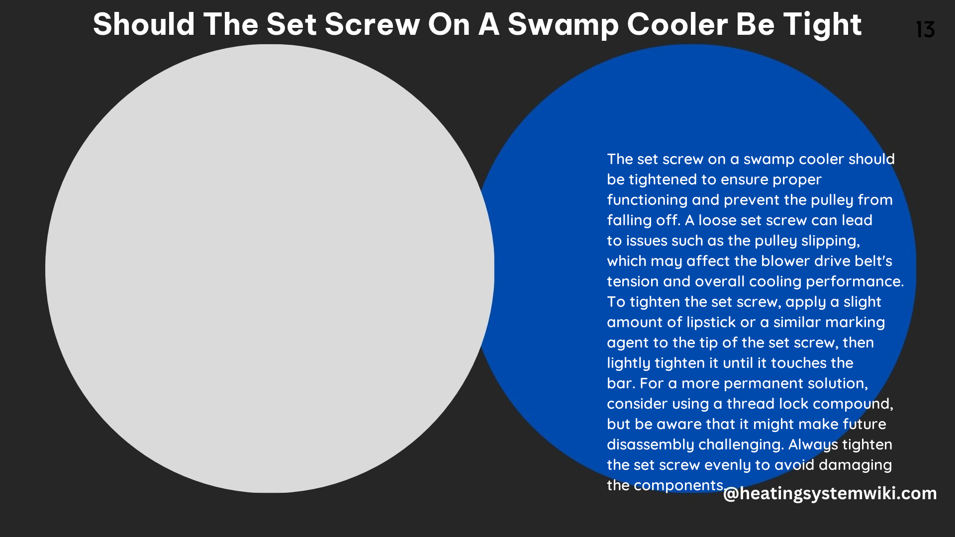 Should the Set Screw On a Swamp Cooler Be Tight