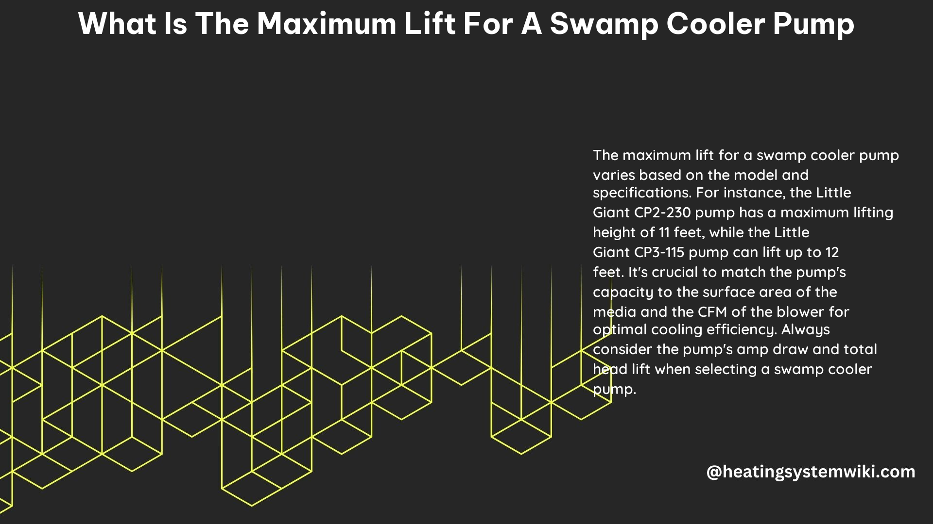 What Is the Maximum Lift for a Swamp Cooler Pump