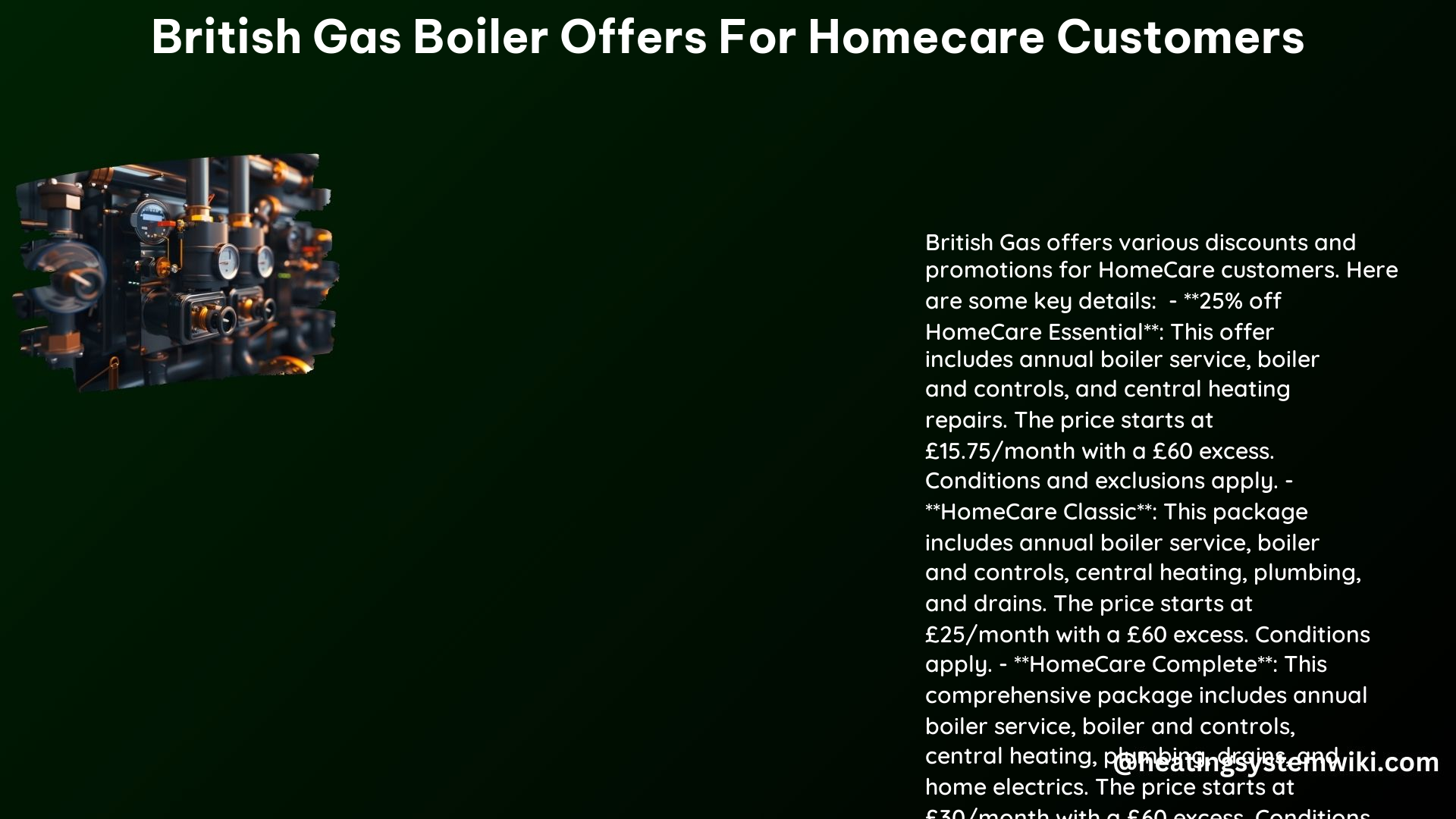 British Gas Boiler Offers for Homecare Customers