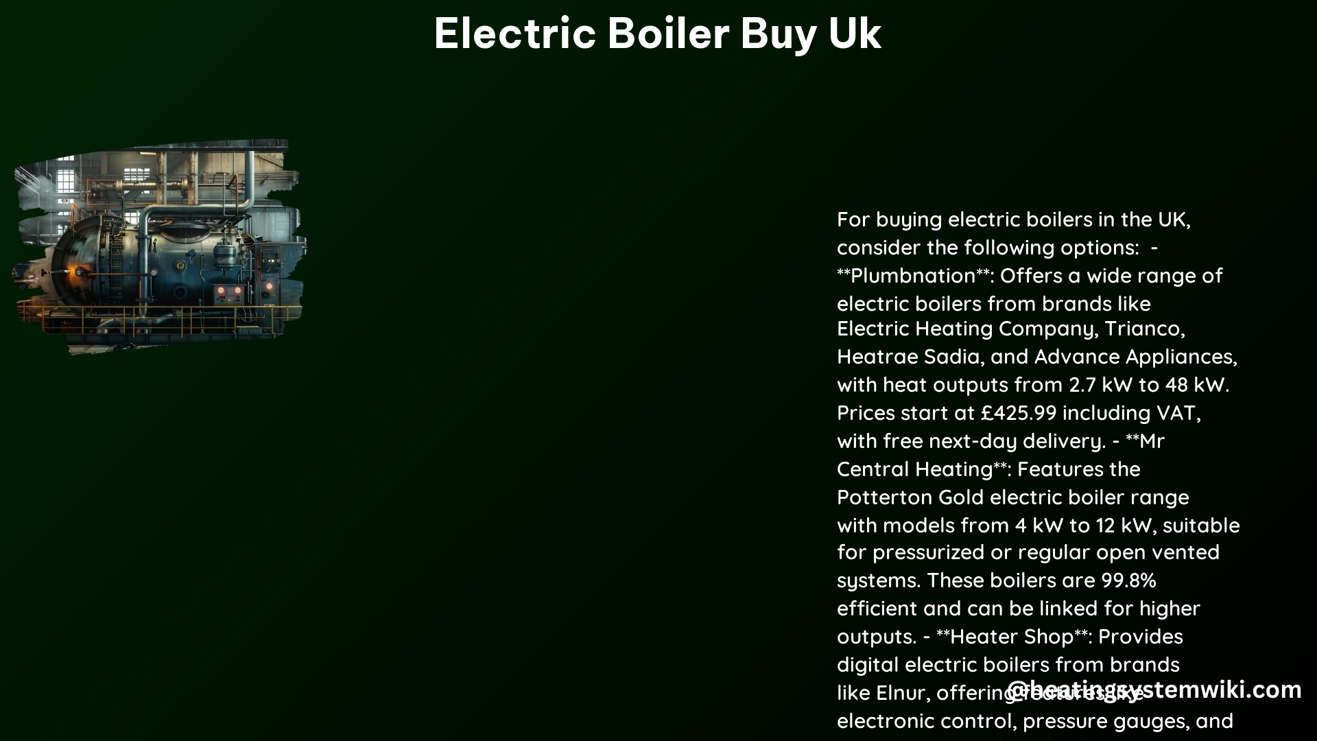 Electric Boiler Buy UK