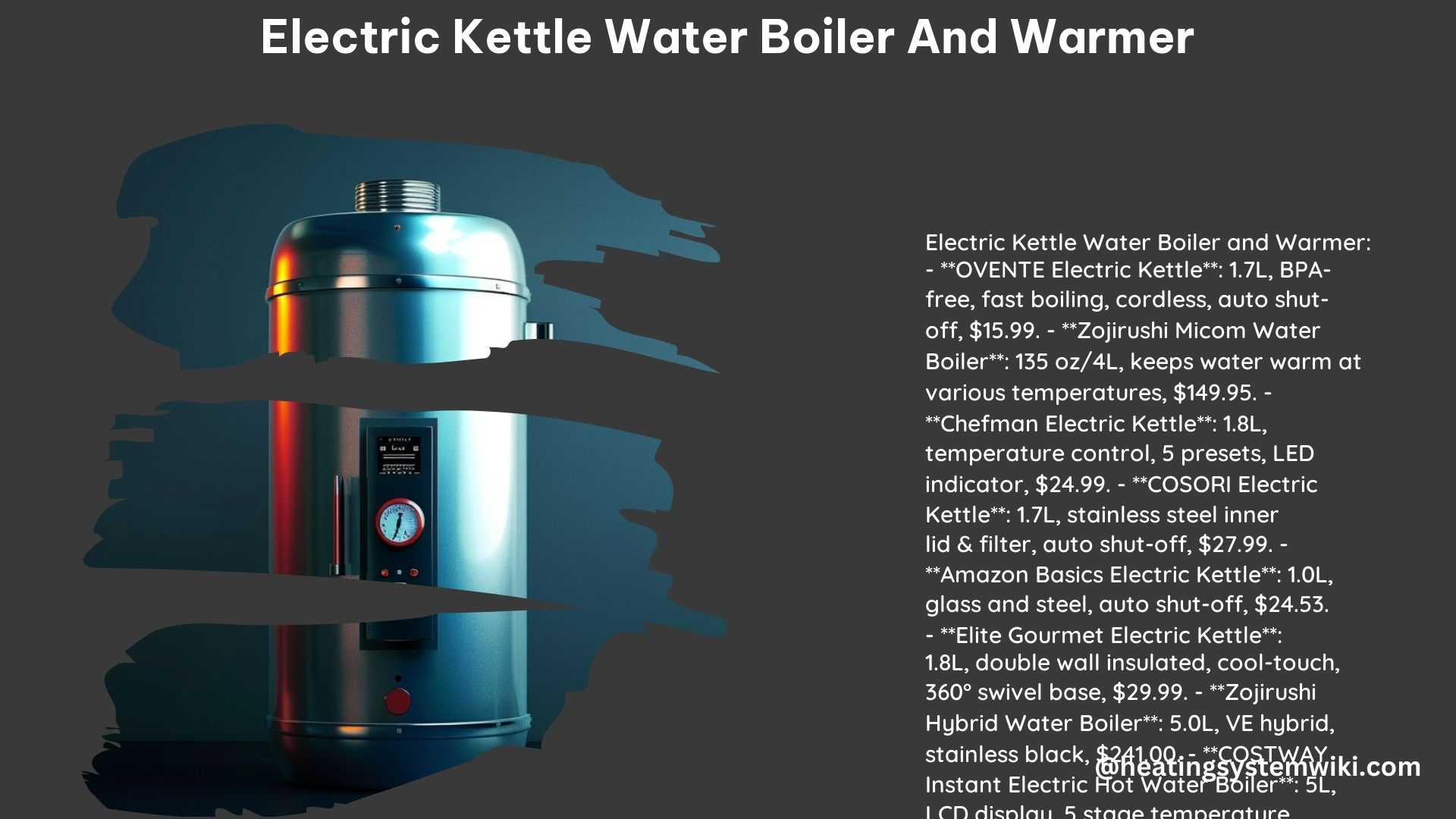 Electric Kettle Water Boiler and Warmer