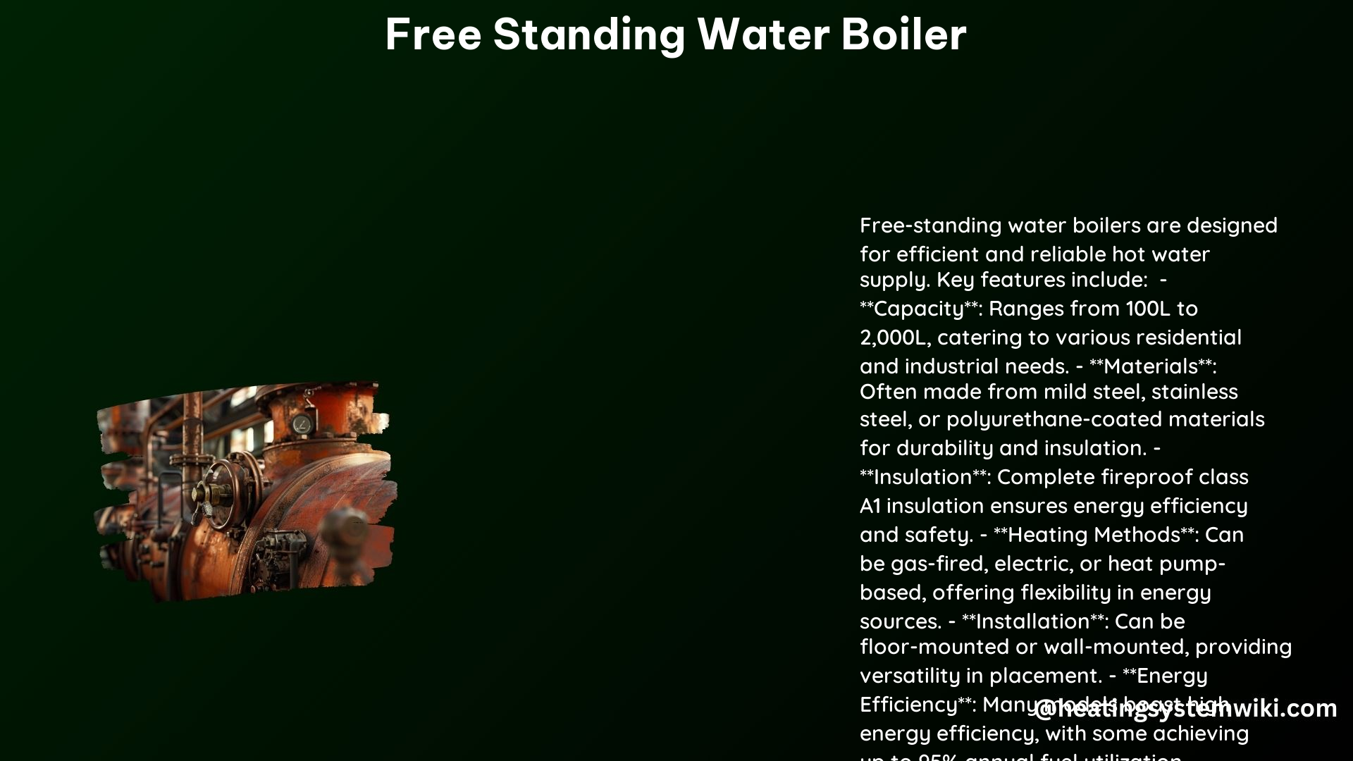 Free Standing Water Boiler