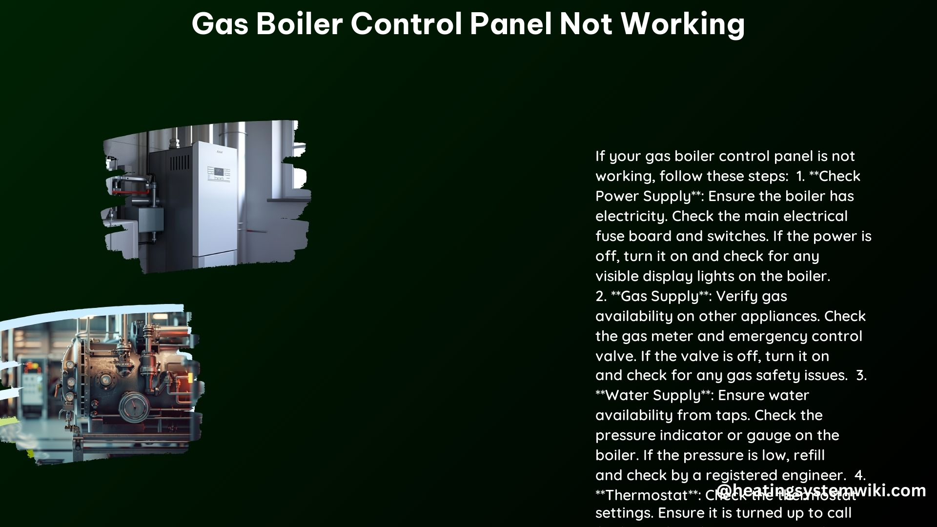 Gas Boiler Control Panel Not Working