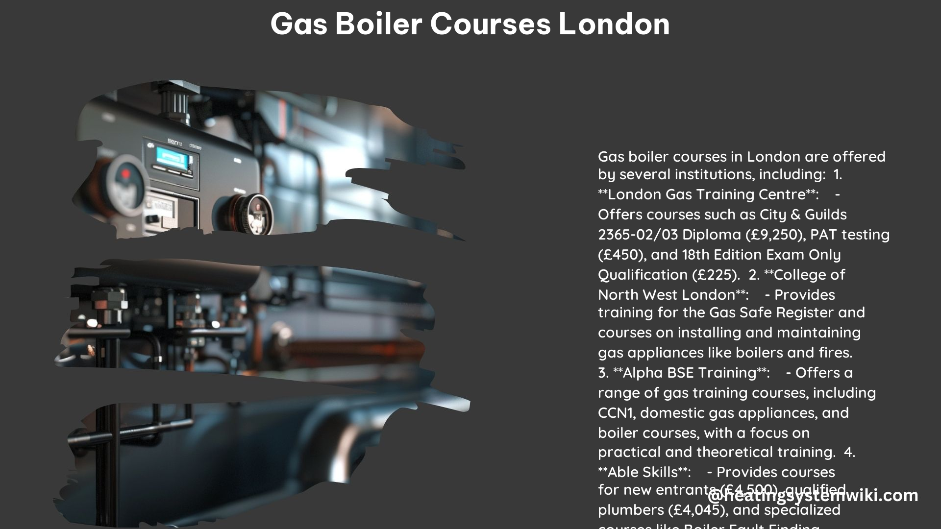 Gas Boiler Courses London