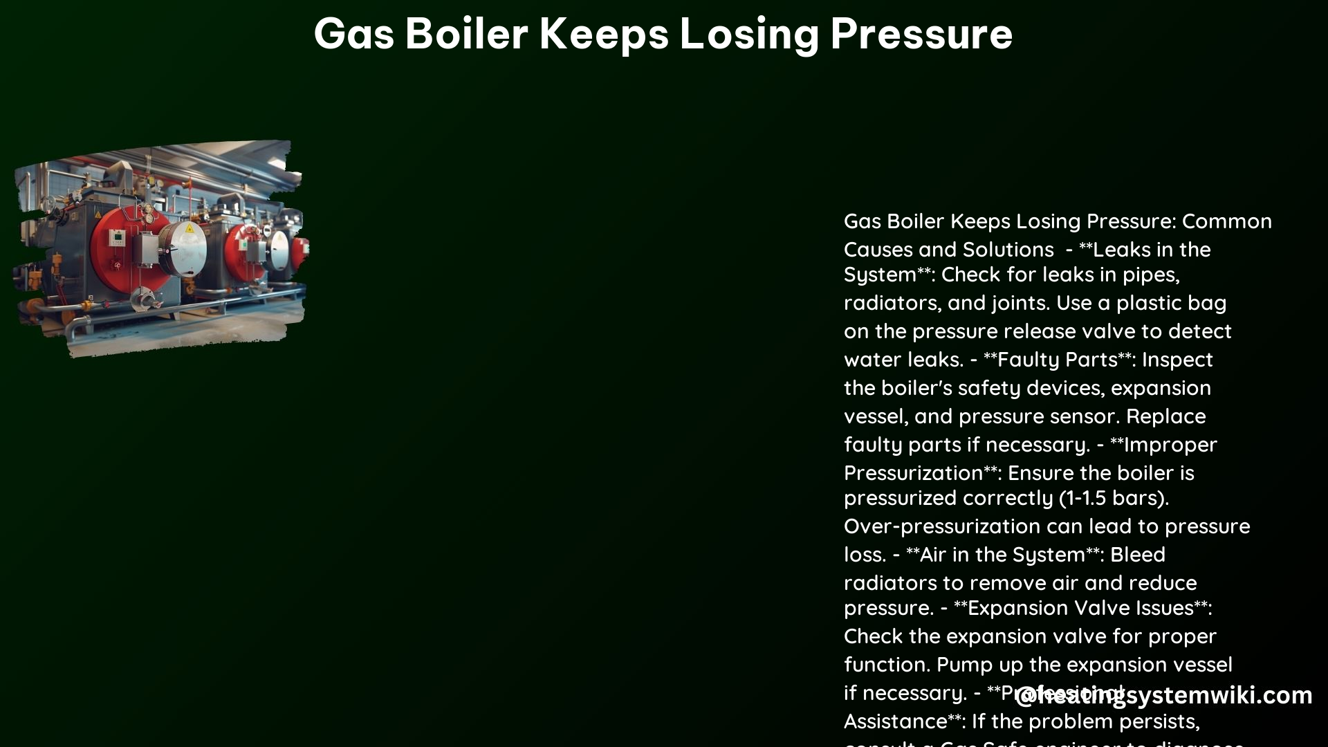 Gas Boiler Keeps Losing Pressure