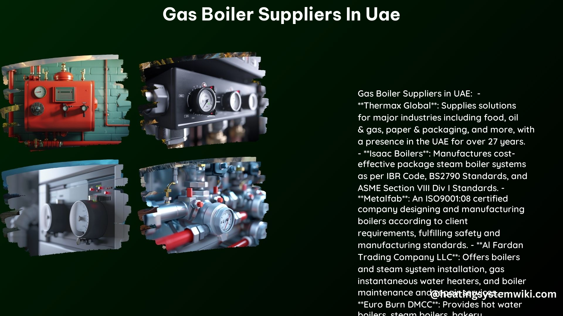 Gas Boiler Suppliers in Uae