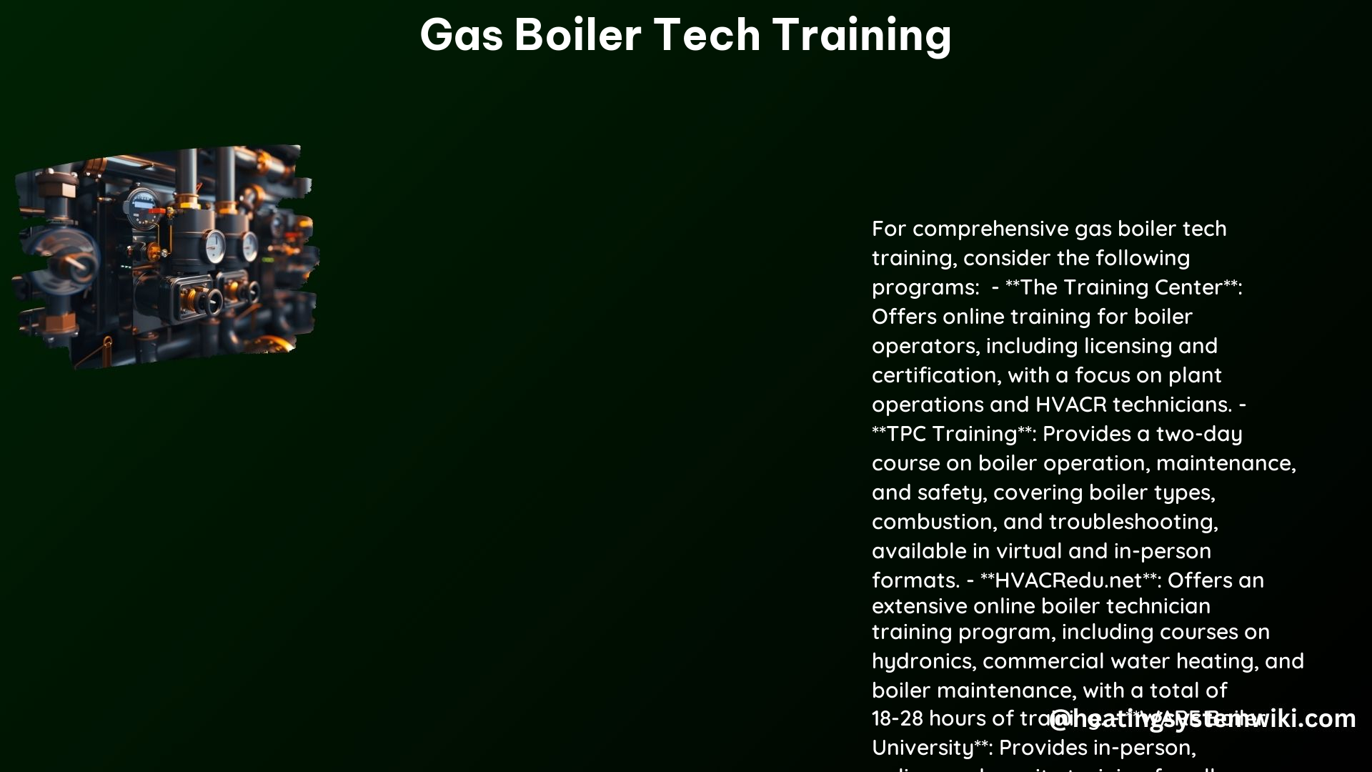 Gas Boiler Tech Training