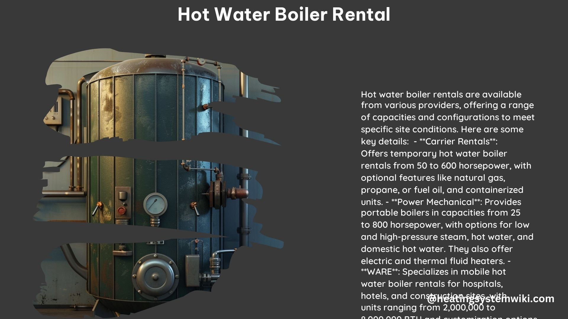 Hot Water Boiler Rental