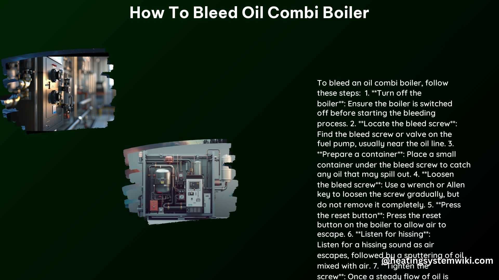 How to Bleed Oil Combi Boiler