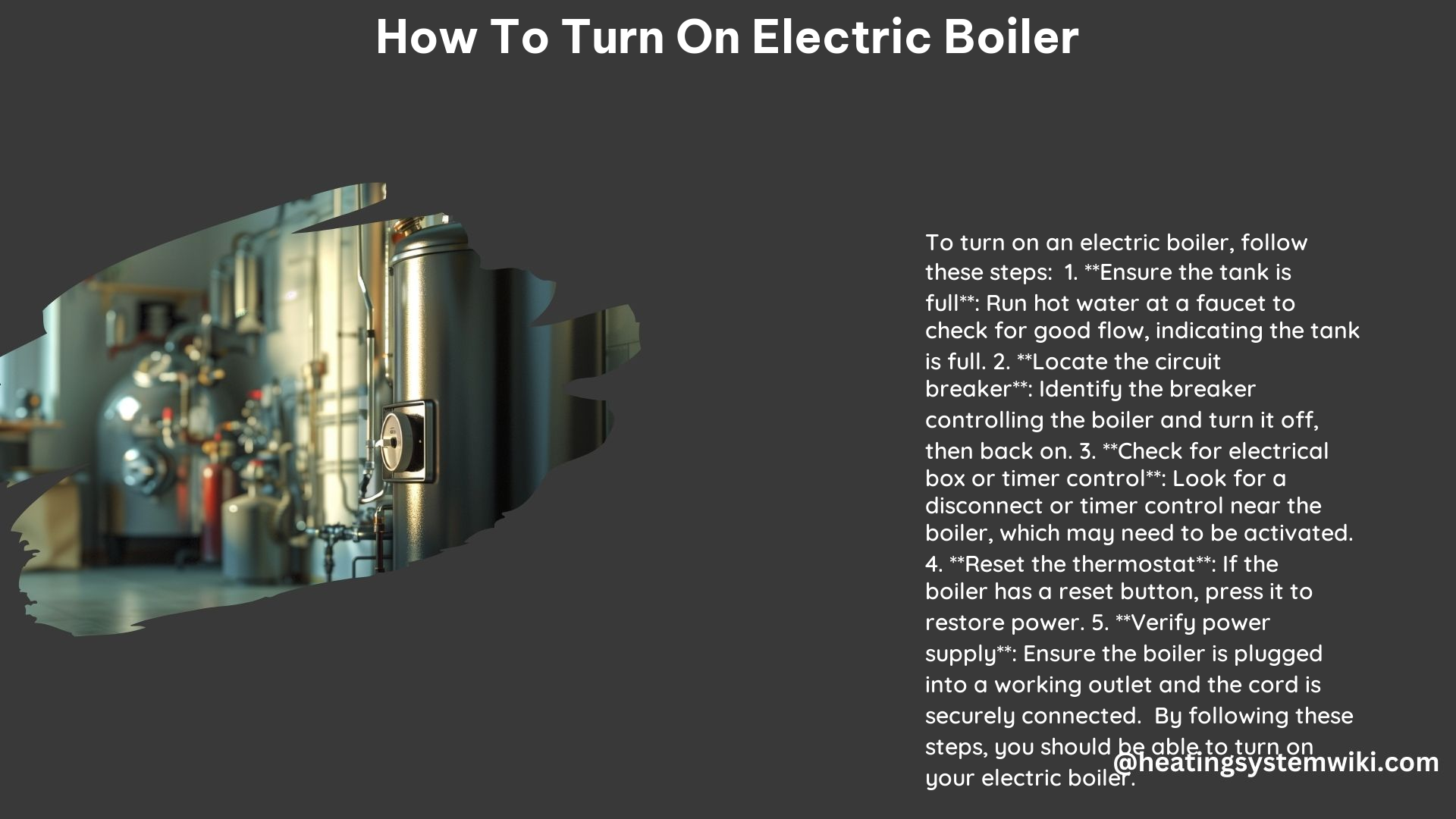 How to Turn on Electric Boiler