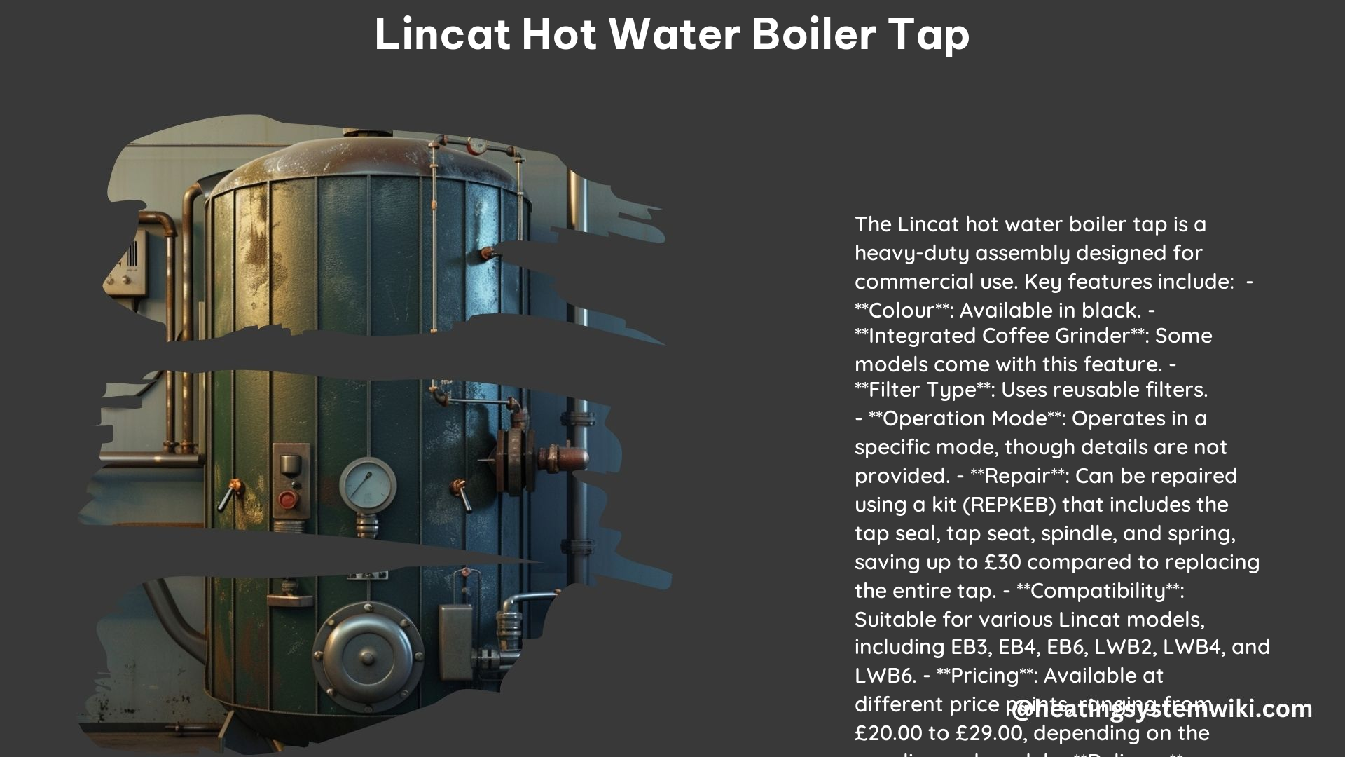 Lincat Hot Water Boiler Tap