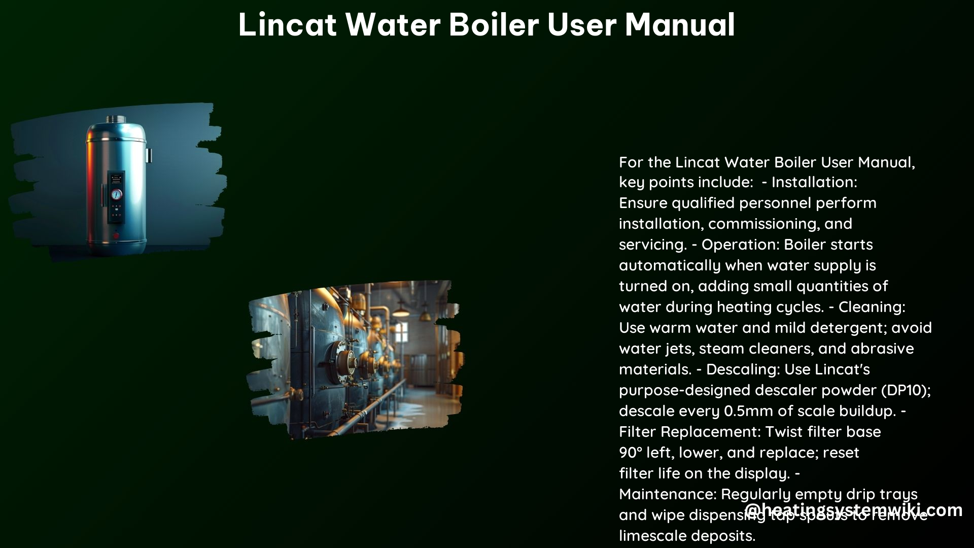 Lincat Water Boiler User Manual