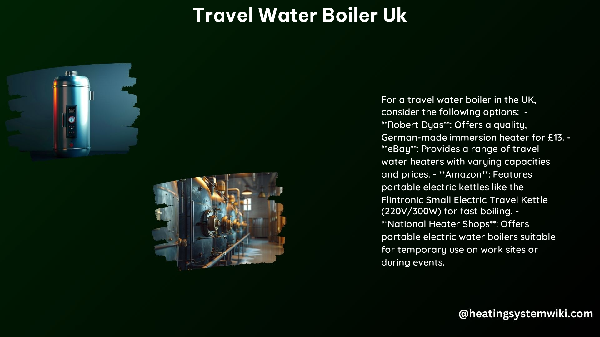 Travel Water Boiler UK