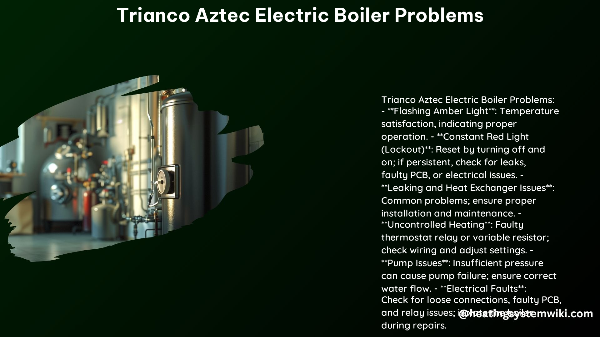 Trianco Aztec Electric Boiler Problems